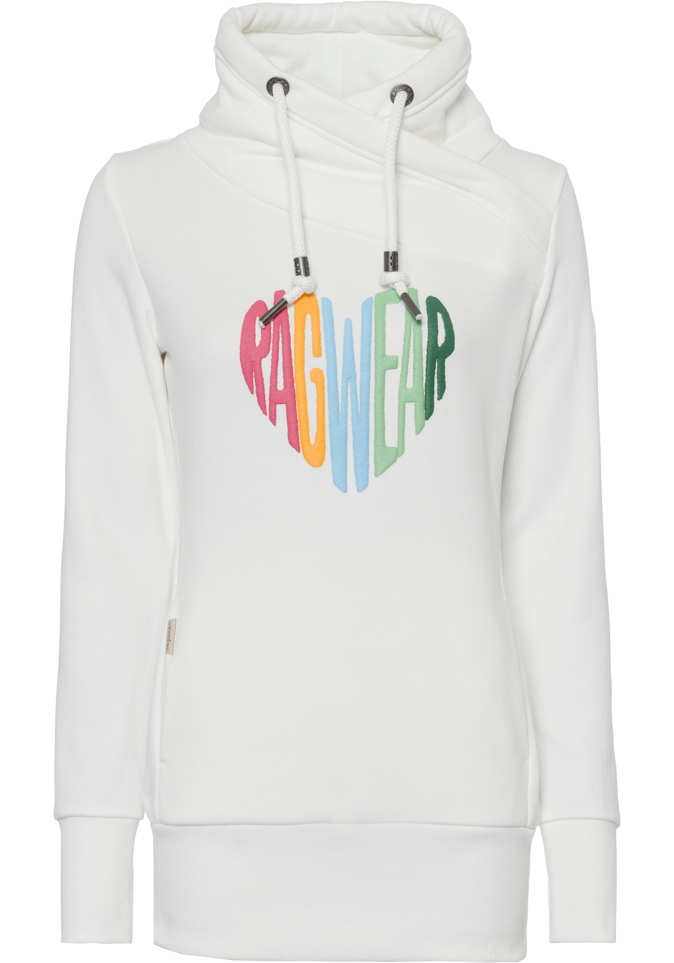 Ragwear Sweater »NESKA LOVE O«, mit asymetrischem Schalkragen im Rainbow Pride-Design