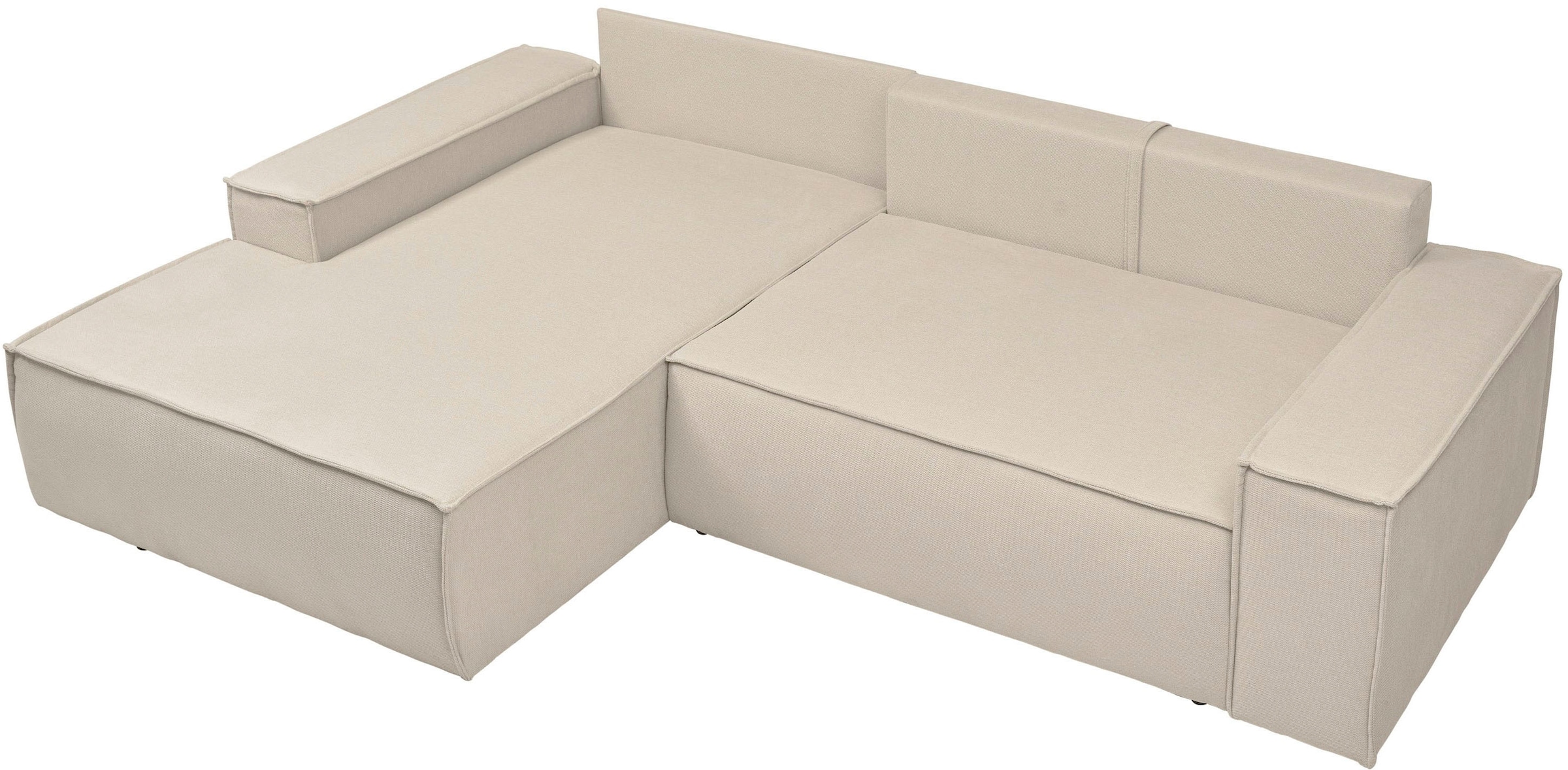 andas Canapé d'angle »FINNLEY Schlafsofa 267 cm, L-Form mit Schlaffunktion & Bettkasten« verfügbar in den Stoffqualitäten Bouclé, Struktur fein und Mega Cord