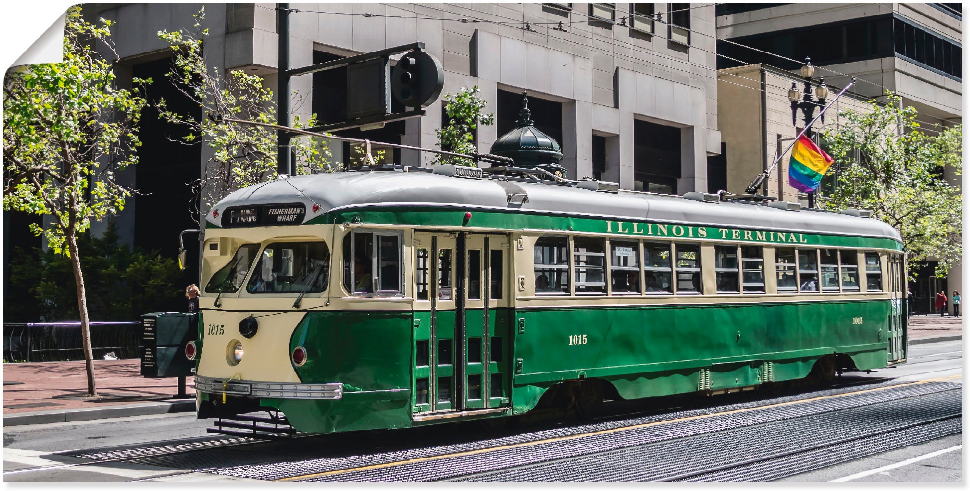 Image of Artland Wandbild »Historische Strassenbahn in San Francisco«, Züge, (1 St.), in vielen Grössen & Produktarten - Alubild / Outdoorbild für den Aussenbereich, Leinwandbild, Poster, Wandaufkleber / Wandtattoo auch für Badezimmer geeignet bei Ackermann Versan