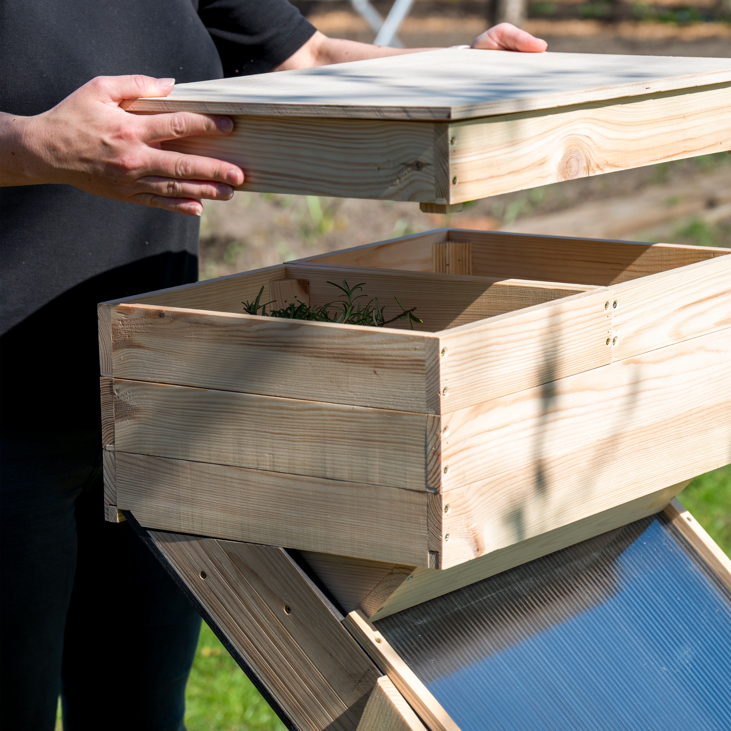 dobar Dörrautomat »Solar-Trockner aus Holz« zum Trocknen von Kräutern, Obst und Gemüse