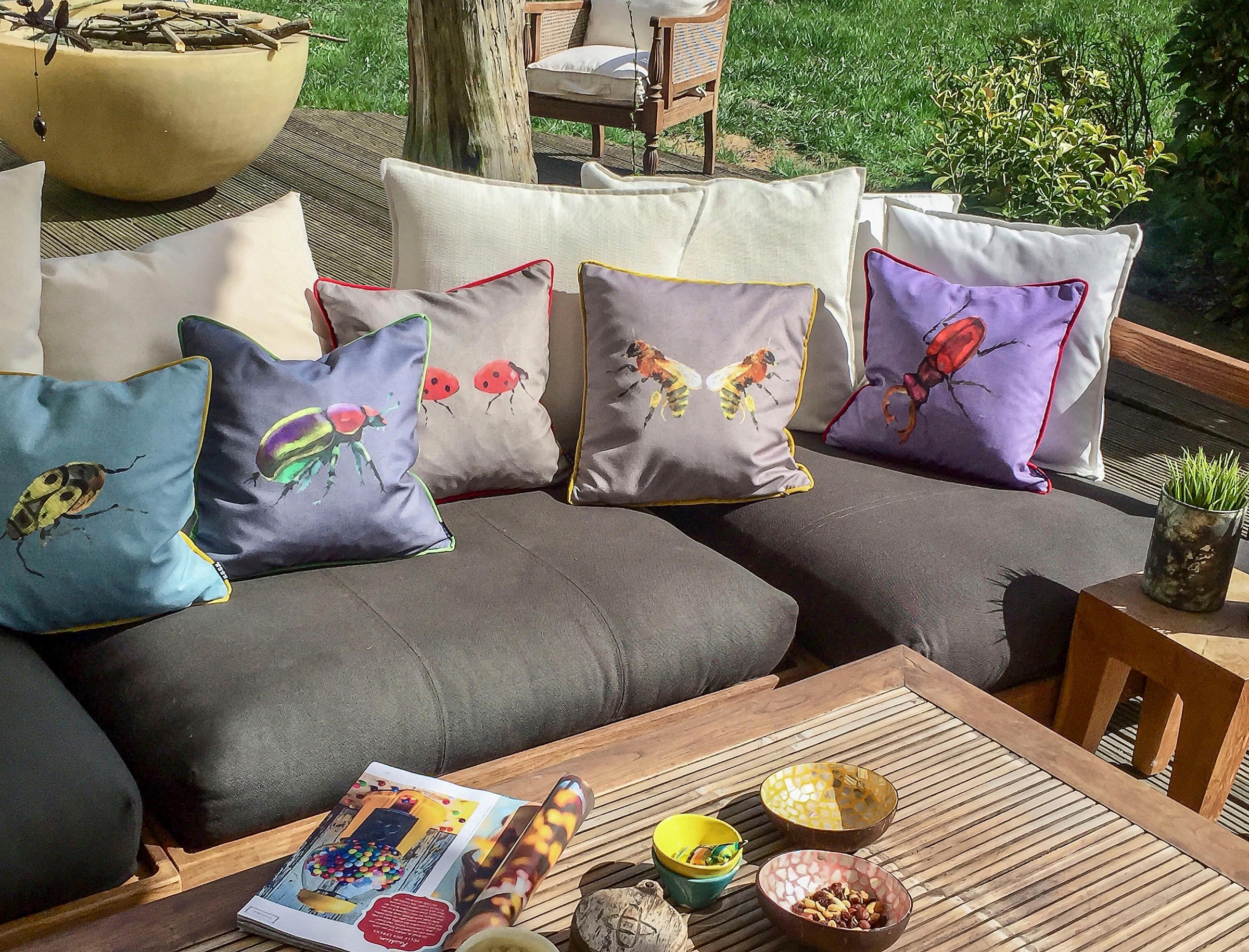 H.O.C.K. Dekokissen »Marienkäfer« changierender Samt, Kissenhülle mit Füllung, 1 Stück