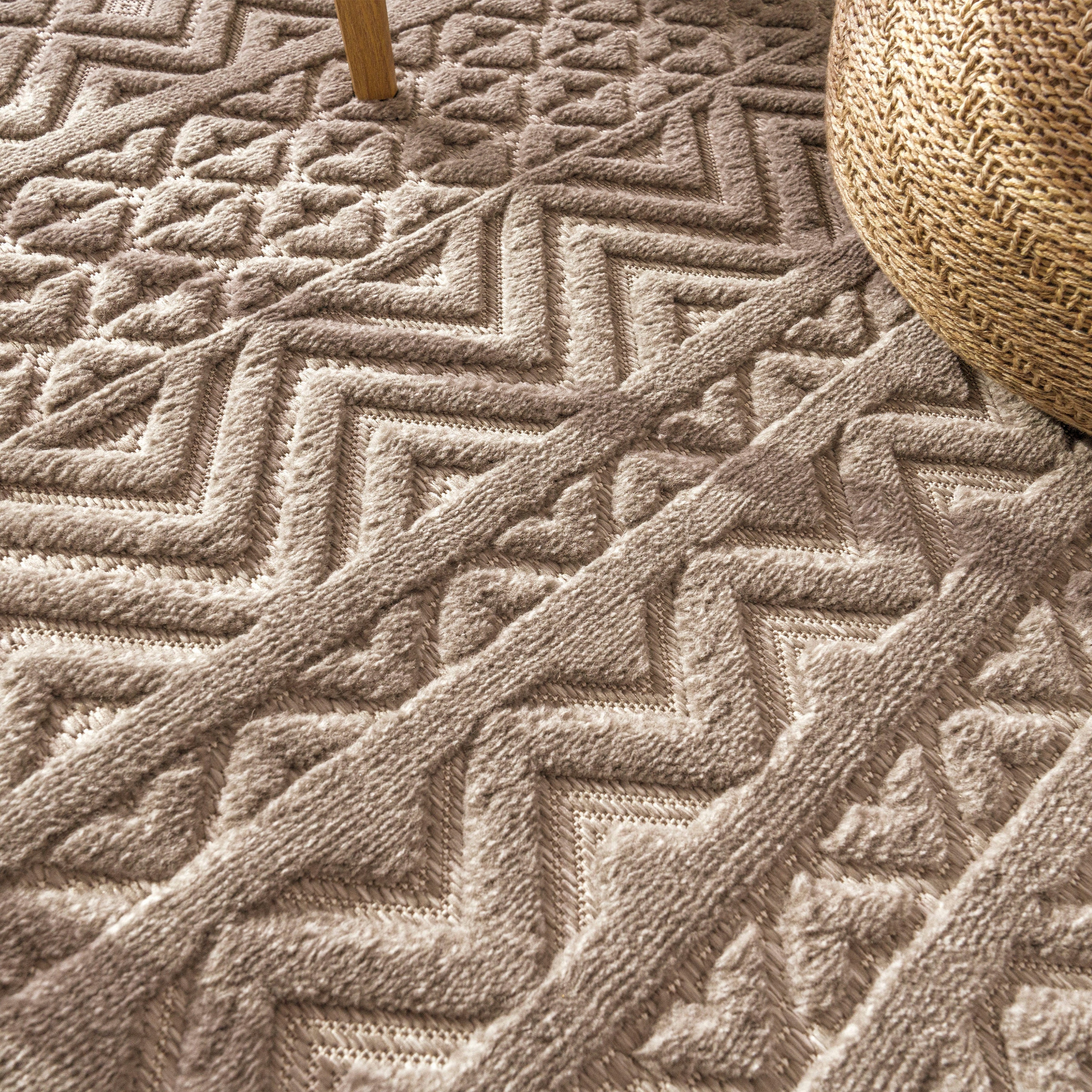 Paco Home Teppich »Livorno rechteckig, Muster, Uni-Farben, Outdoor Rauten geeignet Scandi, Effekt, 673«, kaufen Hoch-Tief