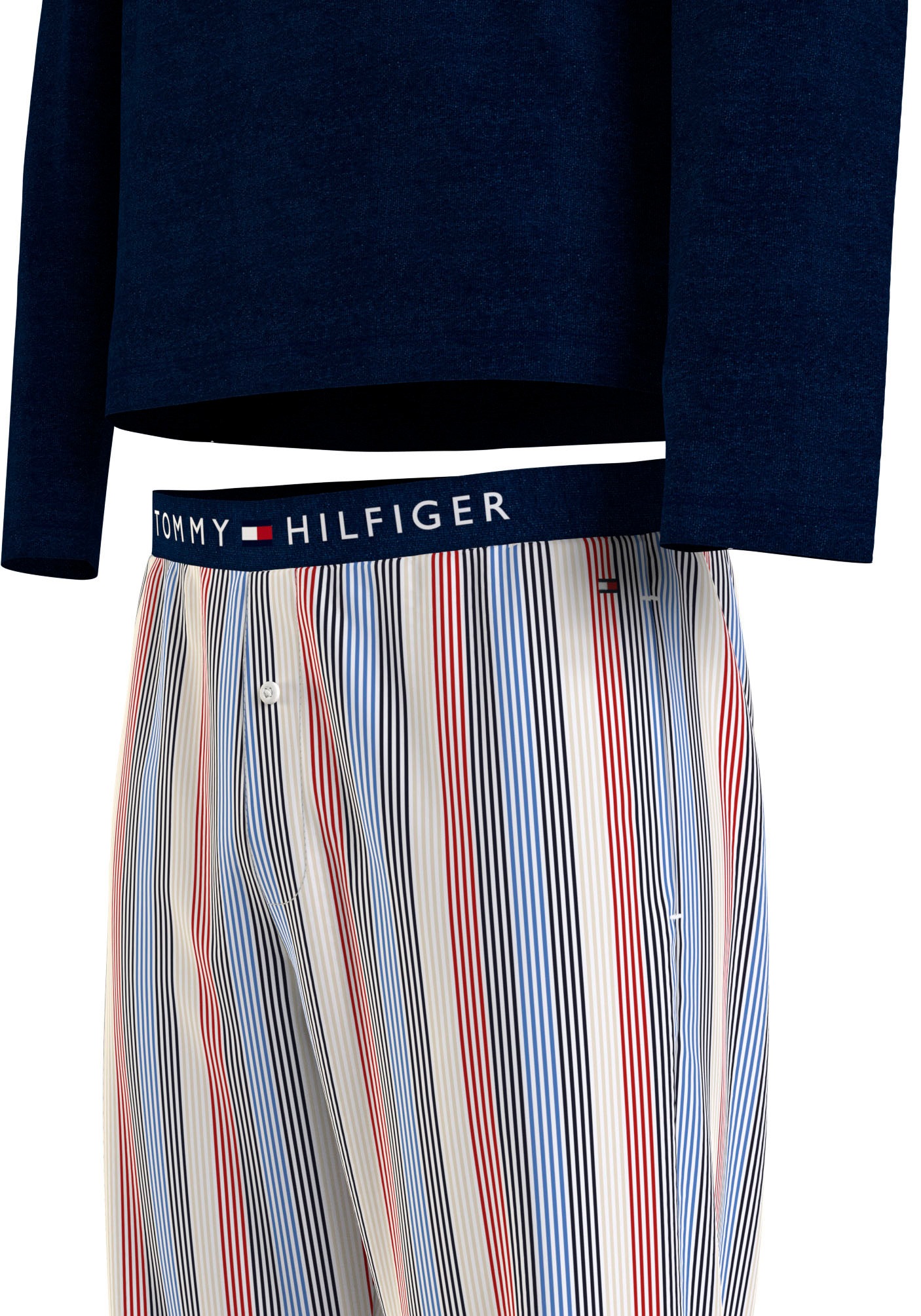 Tommy Hilfiger Underwear Pyjama »LS PANT WOVEN SET PRINT«, (Set, 2 tlg., 2er), mit Logobund