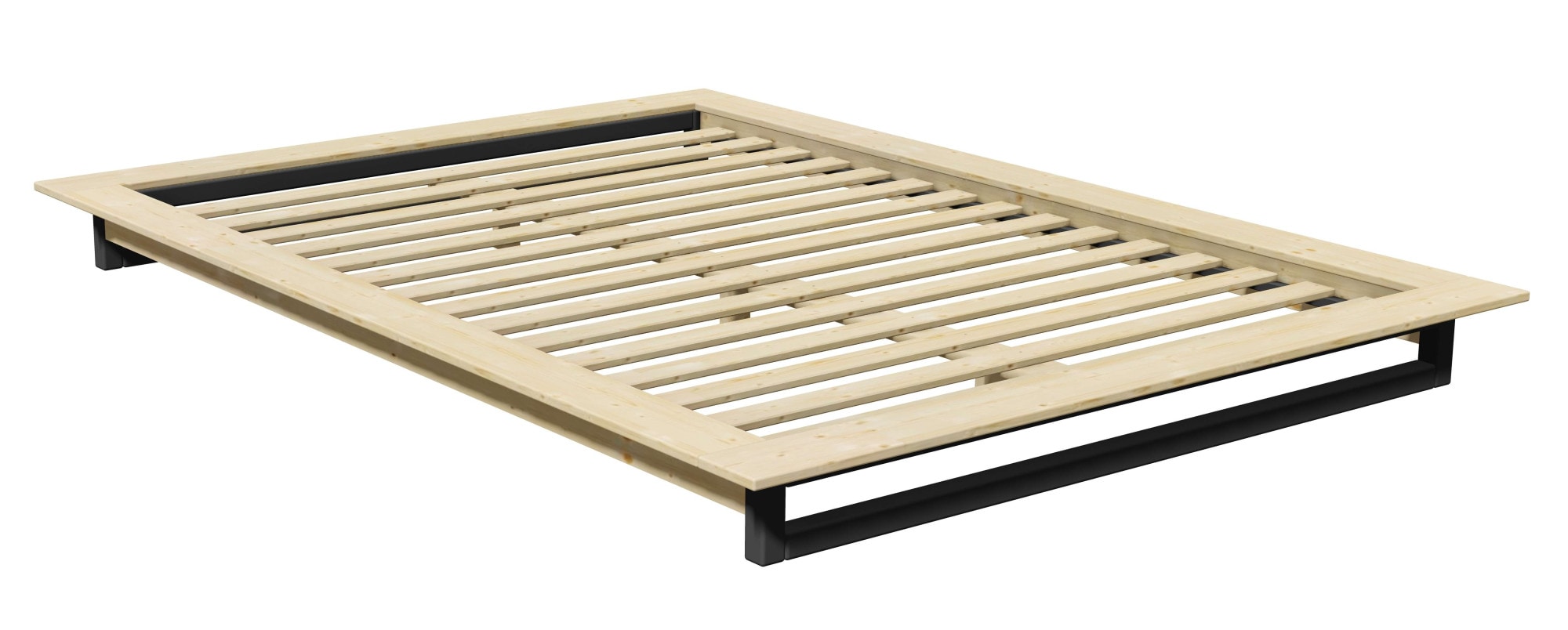 GOODproduct Futonbett »Kobe, Massivholzbett aus Kiefer im Industrial Design, 200 KG belastbar« B/T/H:165/225/18,1 cm,  stabiles Kufengestell,  rundum Ablagefläche, FSC, Made in Europe