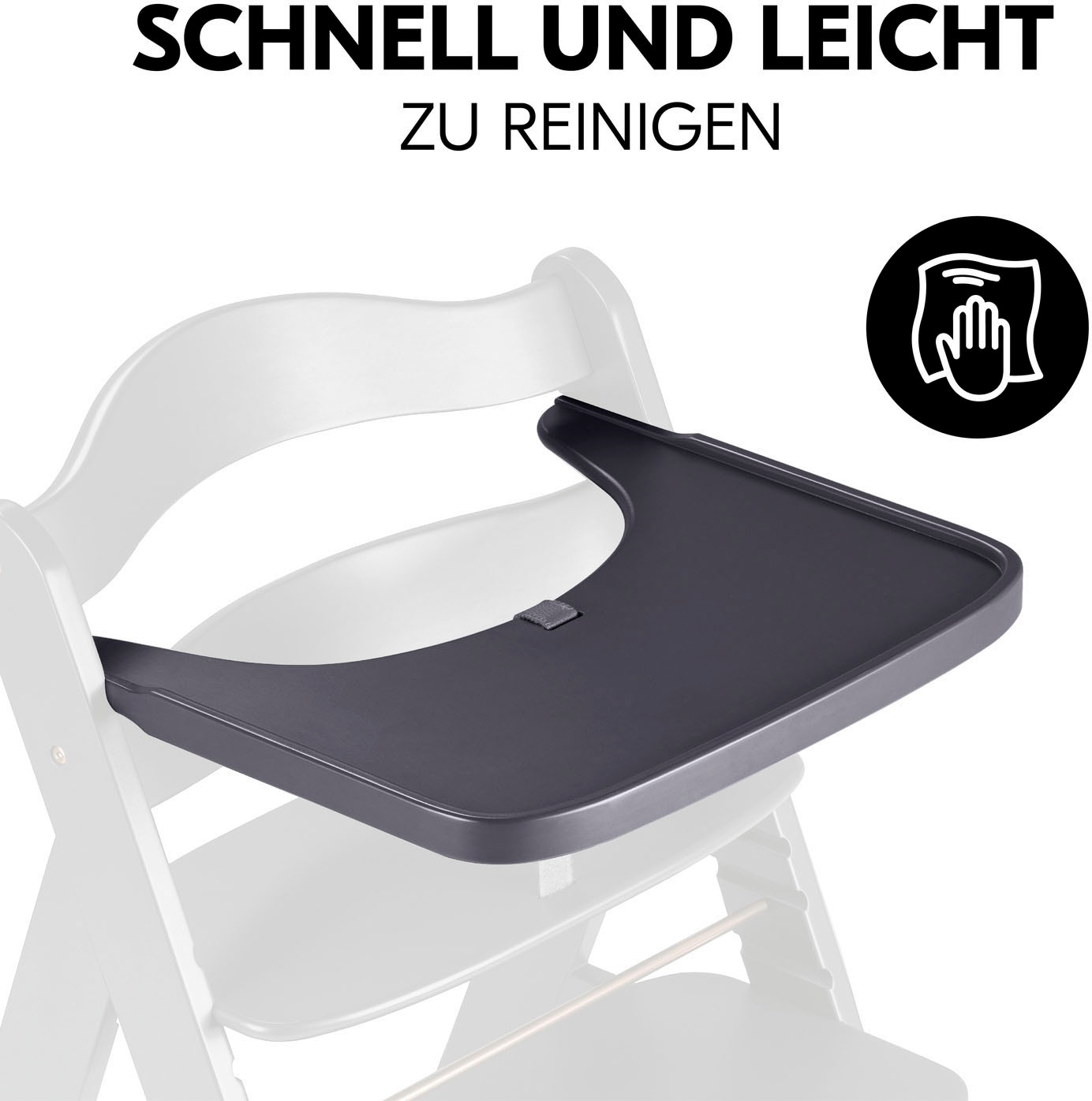 Hauck Plateau de chaise haute »Alpha Wooden Tray Essbrett, Dark Grey« FSC® - schützt Wald