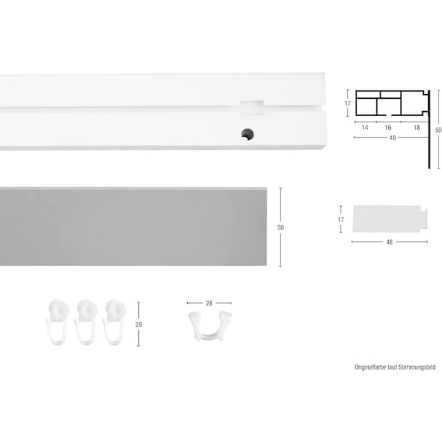 GARESA Gardinenschiene »Kunststoffschiene mit Blende«, 3 läufig-läufig,  Wunschmasslänge, Deckenmontage, verlängerbar, einfache Montage, schlicht  jetzt kaufen