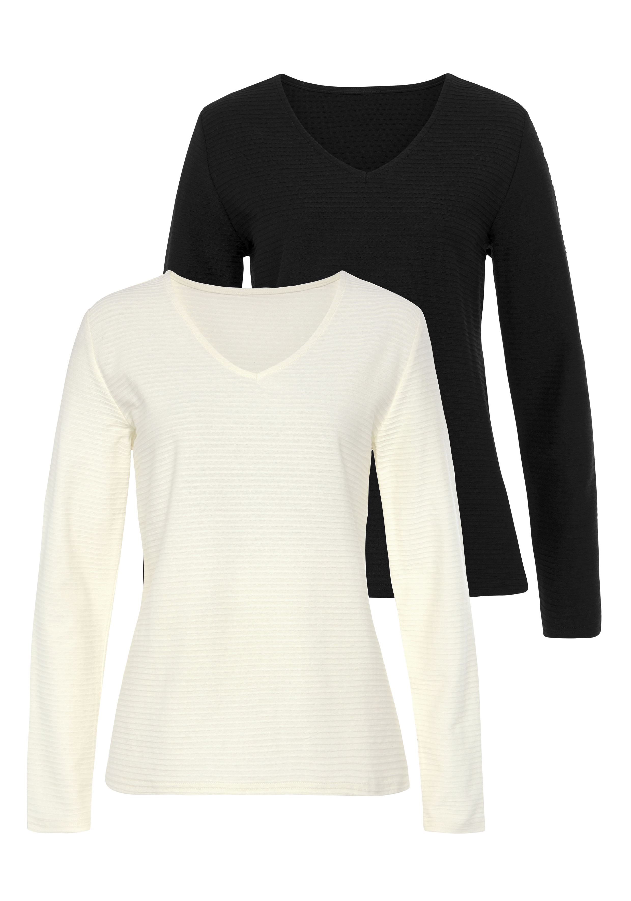 Langarmshirt, (Packung, 2 tlg.), aus strukturierter Ware
