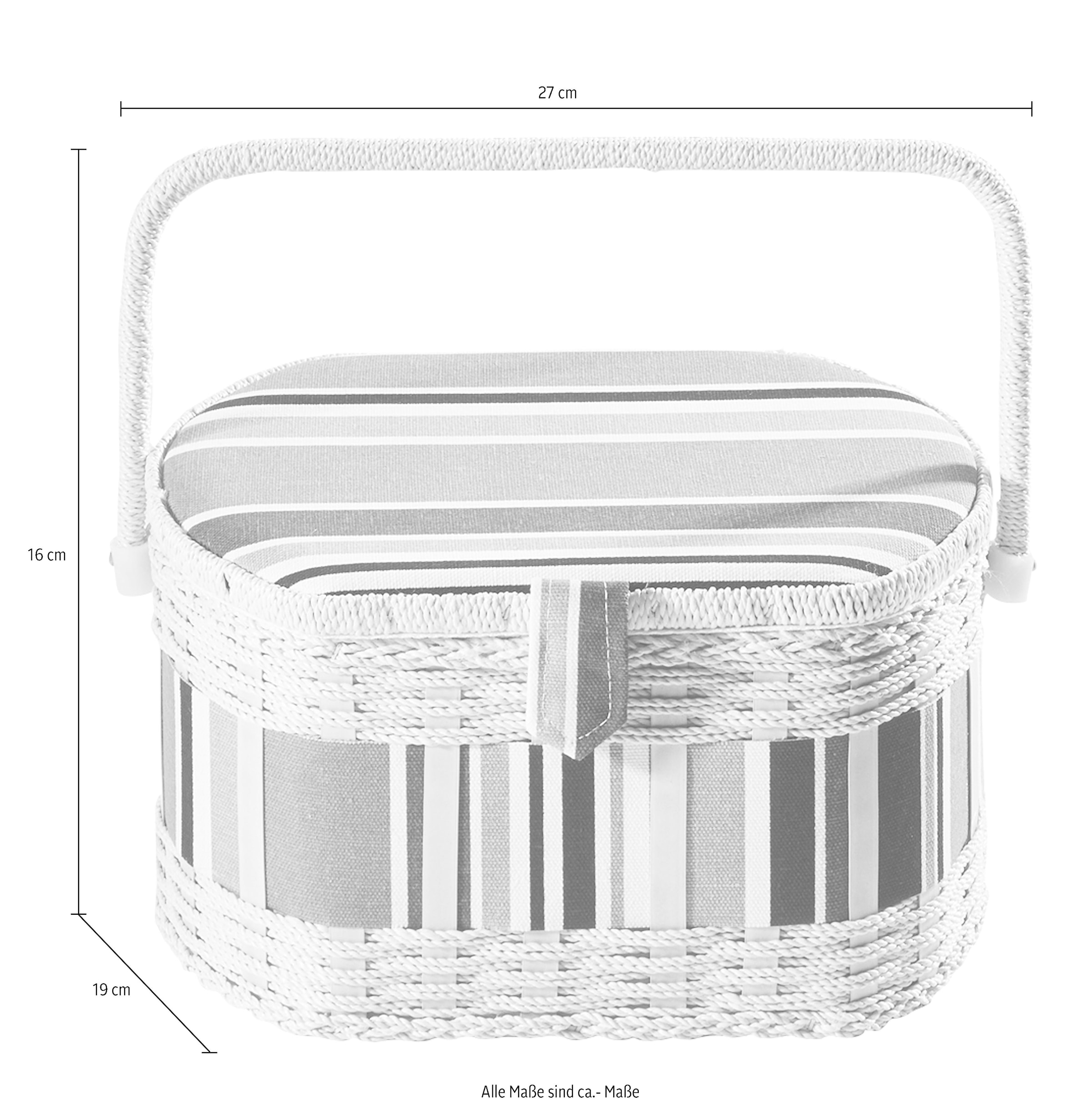 locker Nähkorb, mit Streifenmuster und herausnehmbarem Organisationseinsatz  bequem kaufen | Nähkästchen