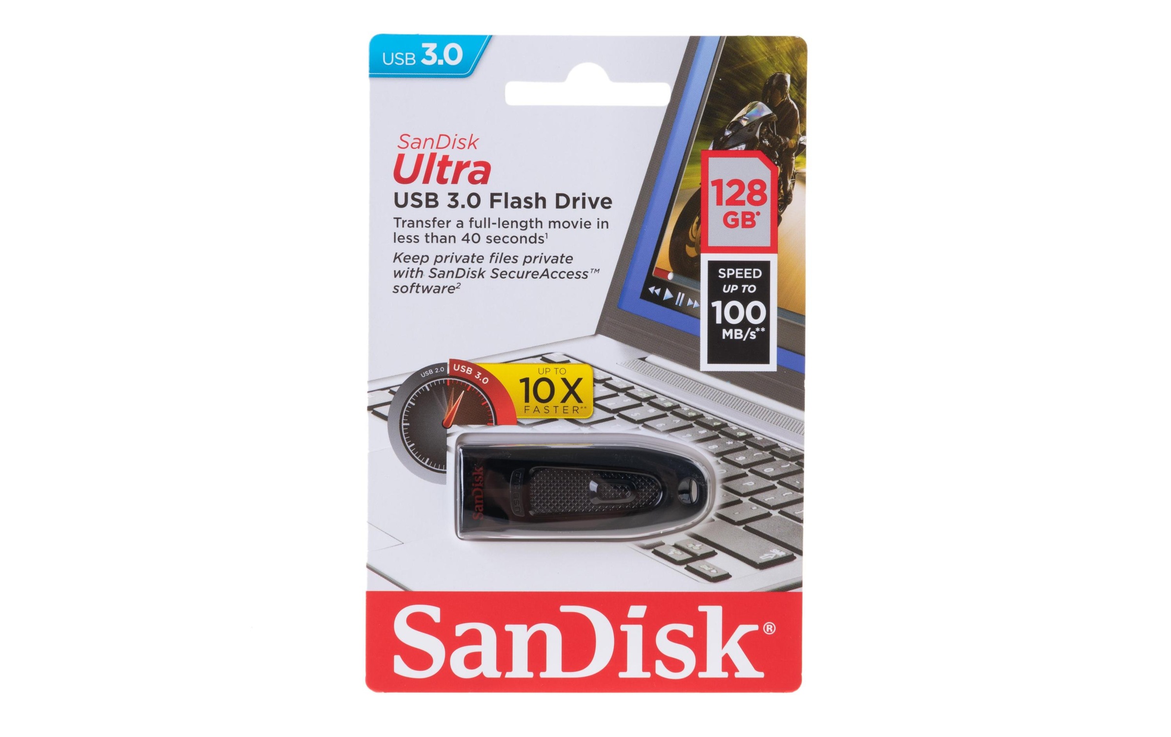 Sandisk USB-Stick »Ultra Flash USB 3,0 128 GB«, (Lesegeschwindigkeit 100 MB/s)