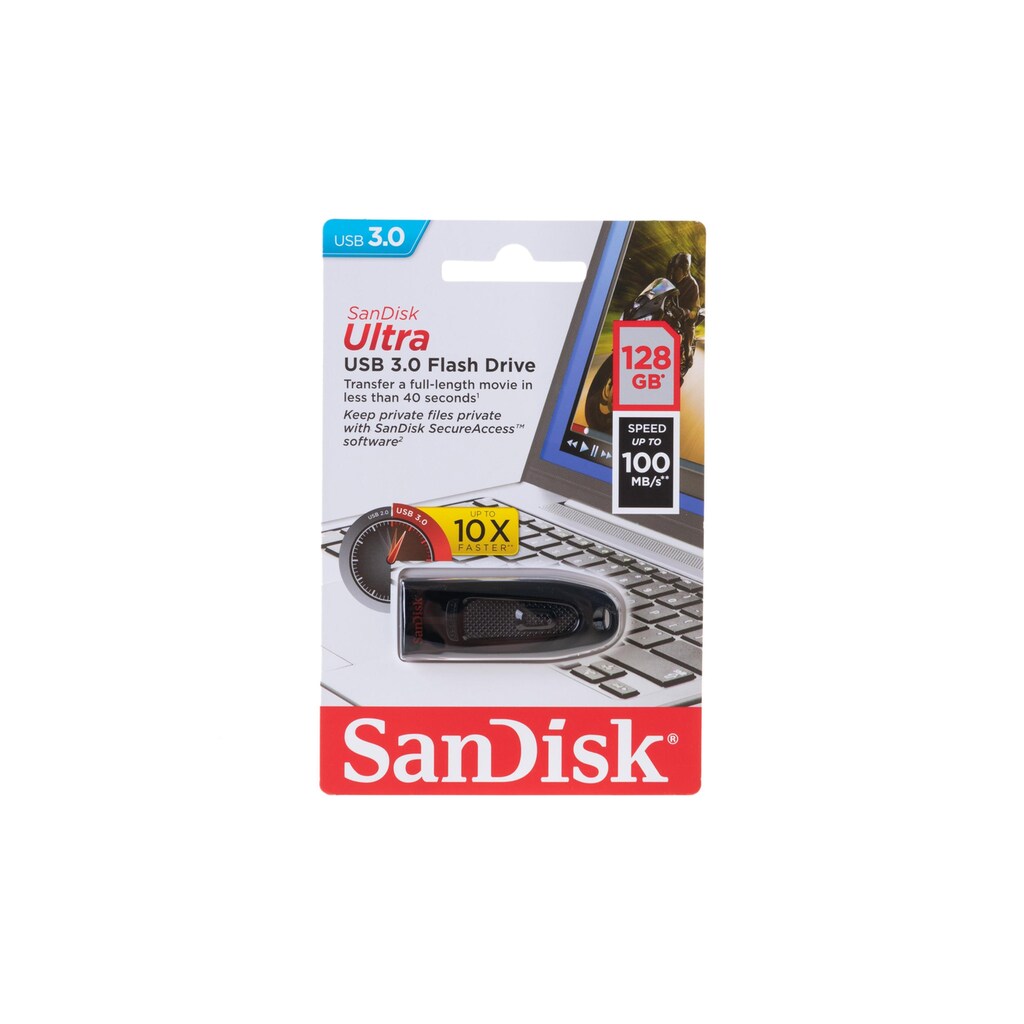 Sandisk USB-Stick »Ultra Flash USB 3,0 128 GB«, (Lesegeschwindigkeit 100 MB/s)