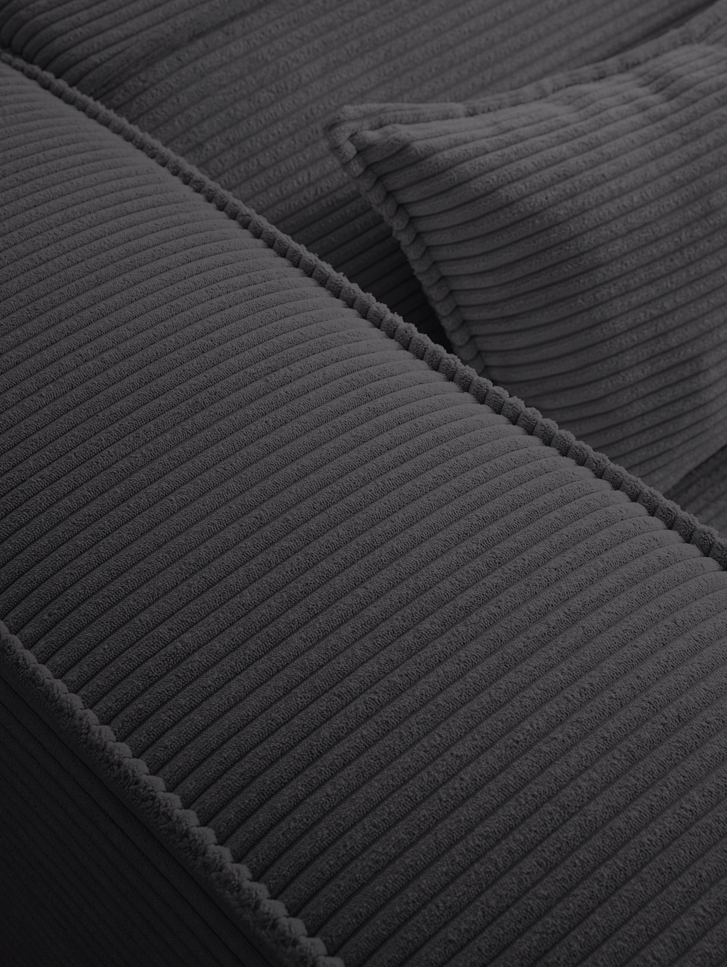 LeGer Home by Lena Gercke Canapé d'angle »PIARA mit Kedernaht, Cord, Leinenoptik o. Strukturstoff, Couch, L-Form« wahlweise Ottomane rechts/links, schwarze Füsse, bequemer Sitzkomfort
