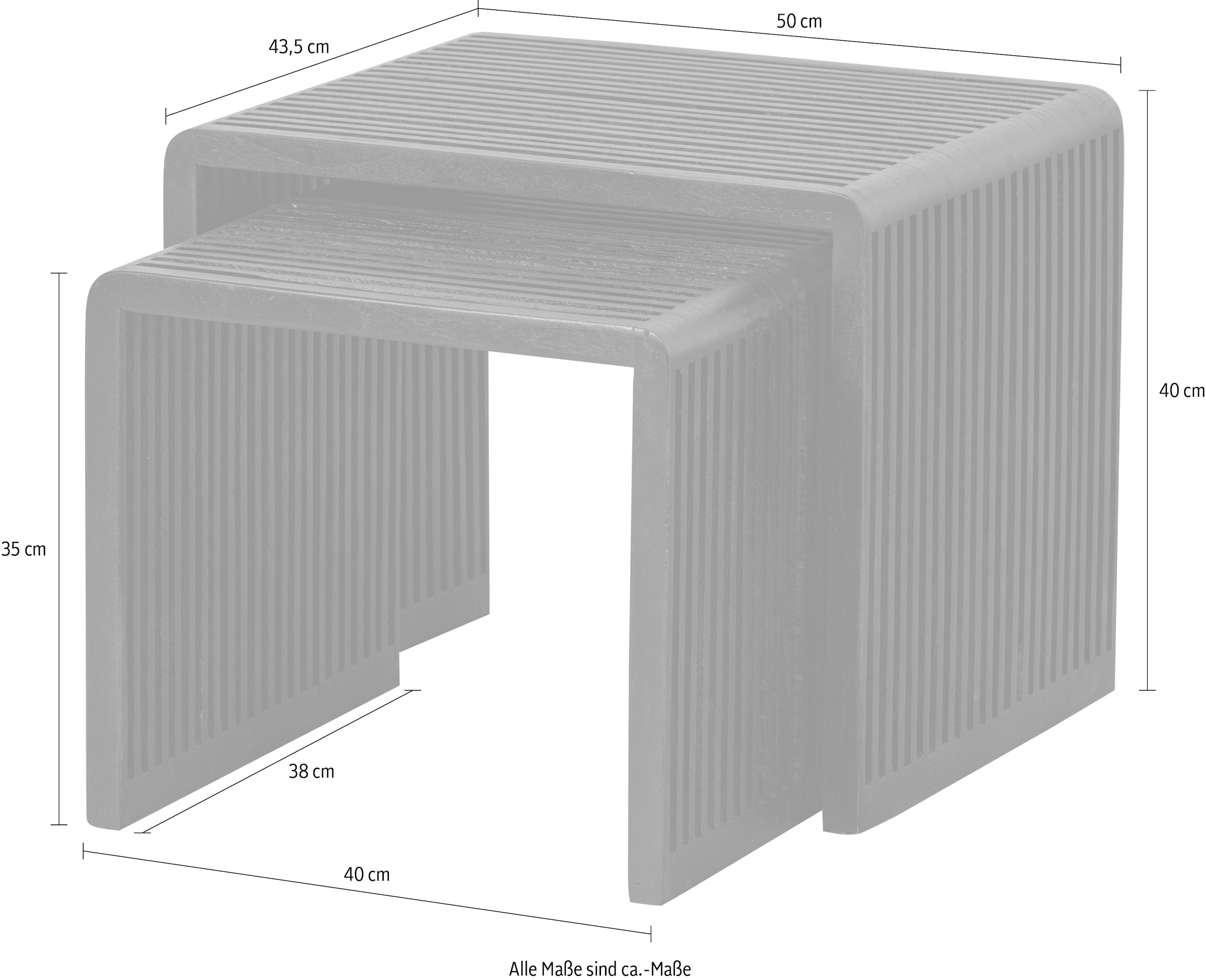 WOOOD Beistelltisch »Willa aus Teakholz, organische Formgebung 50x43,5x40 / 40x38x35 cm« Set, 2 Stk. tlg. 2er-Set, Tragkraft 15 kg, recyceltem Teakholz farbig behandelt