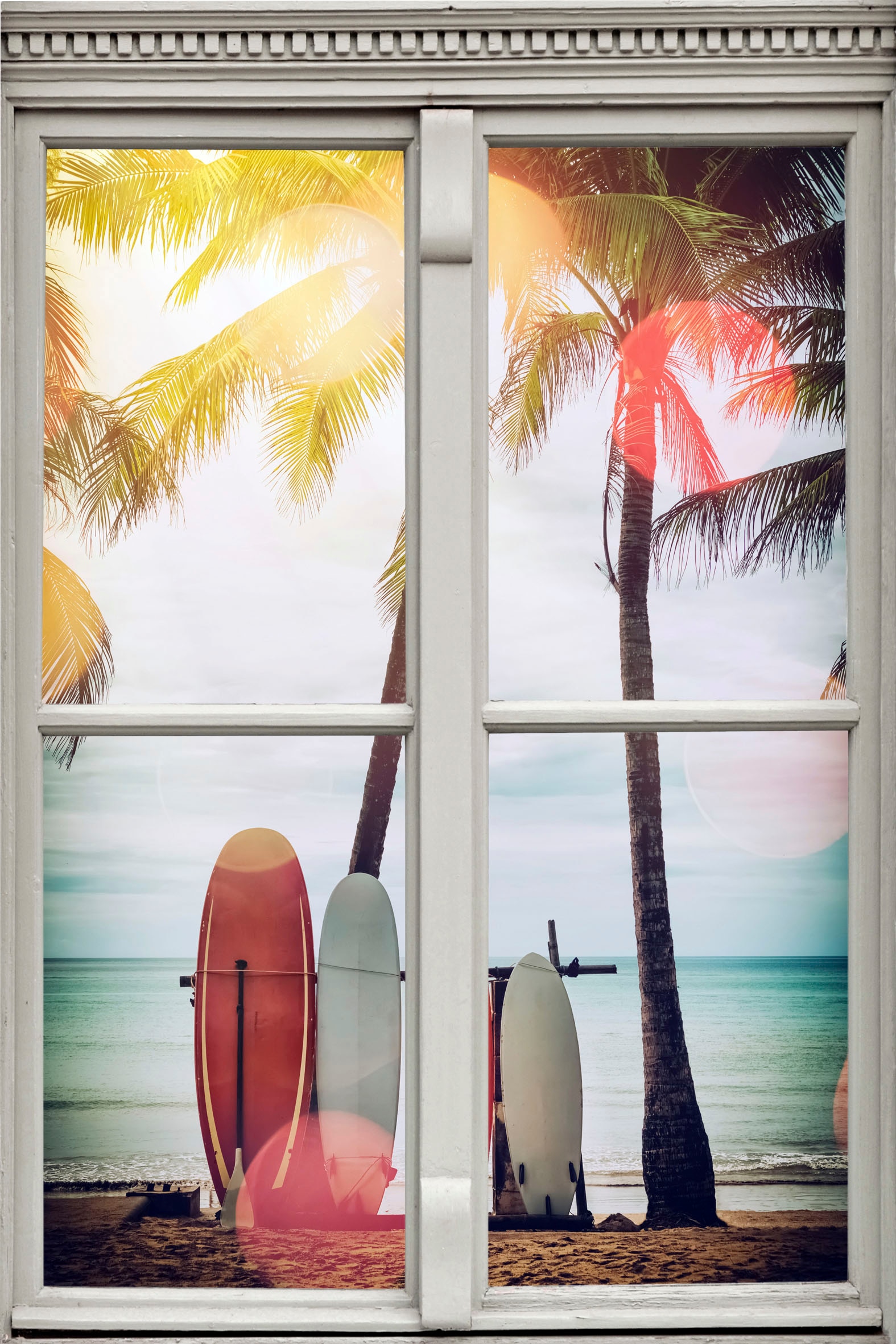 Image of queence Wandsticker "Surfstrand" Wandsticker, Wandbild, selbstklebend, 3D, Fenster