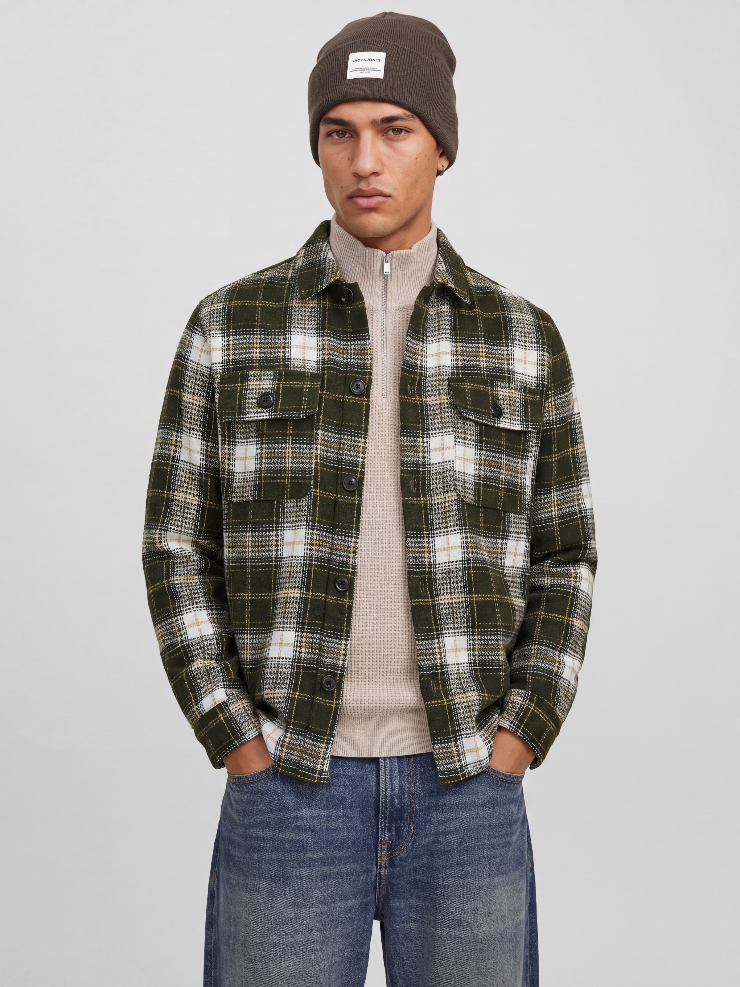 Jack & Jones Langarmhemd »JJEREGENT STRUCTURE OVERSHIRT LS SN« Polyester, locker geschnitten