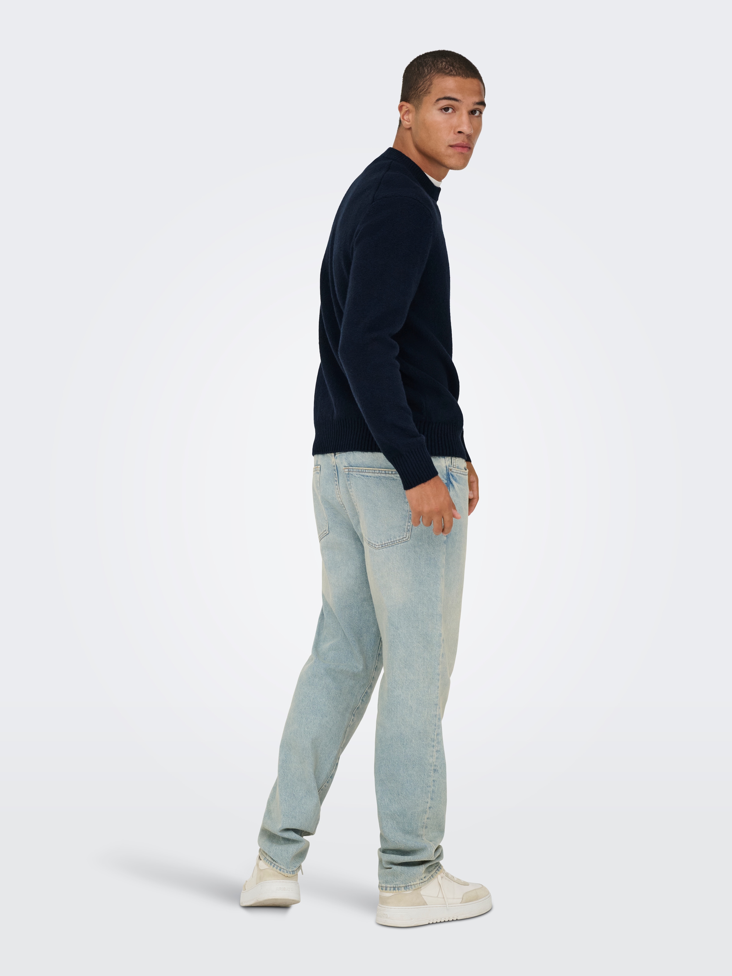 ONLY & SONS Pull à col rond »ONSJAMES RLX CREW KNIT« mélange coton, coupe décontractée
