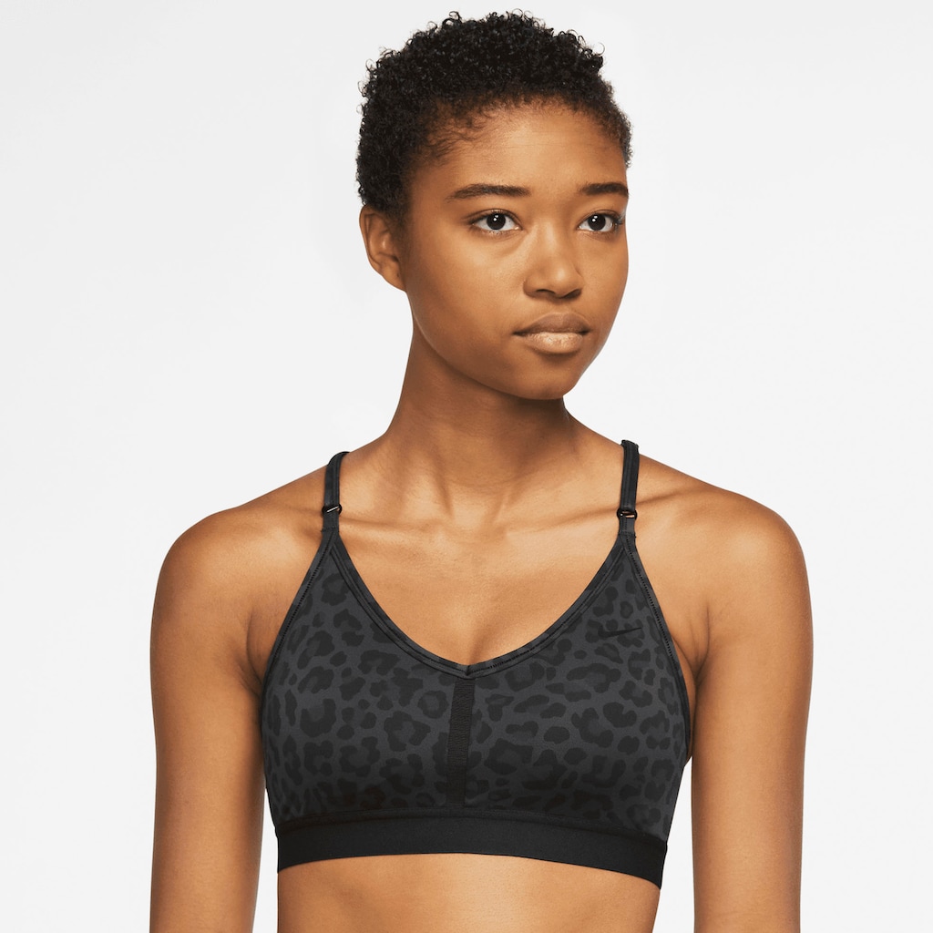 Nike Sport-BH »Indy Women's Light-Support 1-Piece Pad V-Neck Leopard Print Bra«