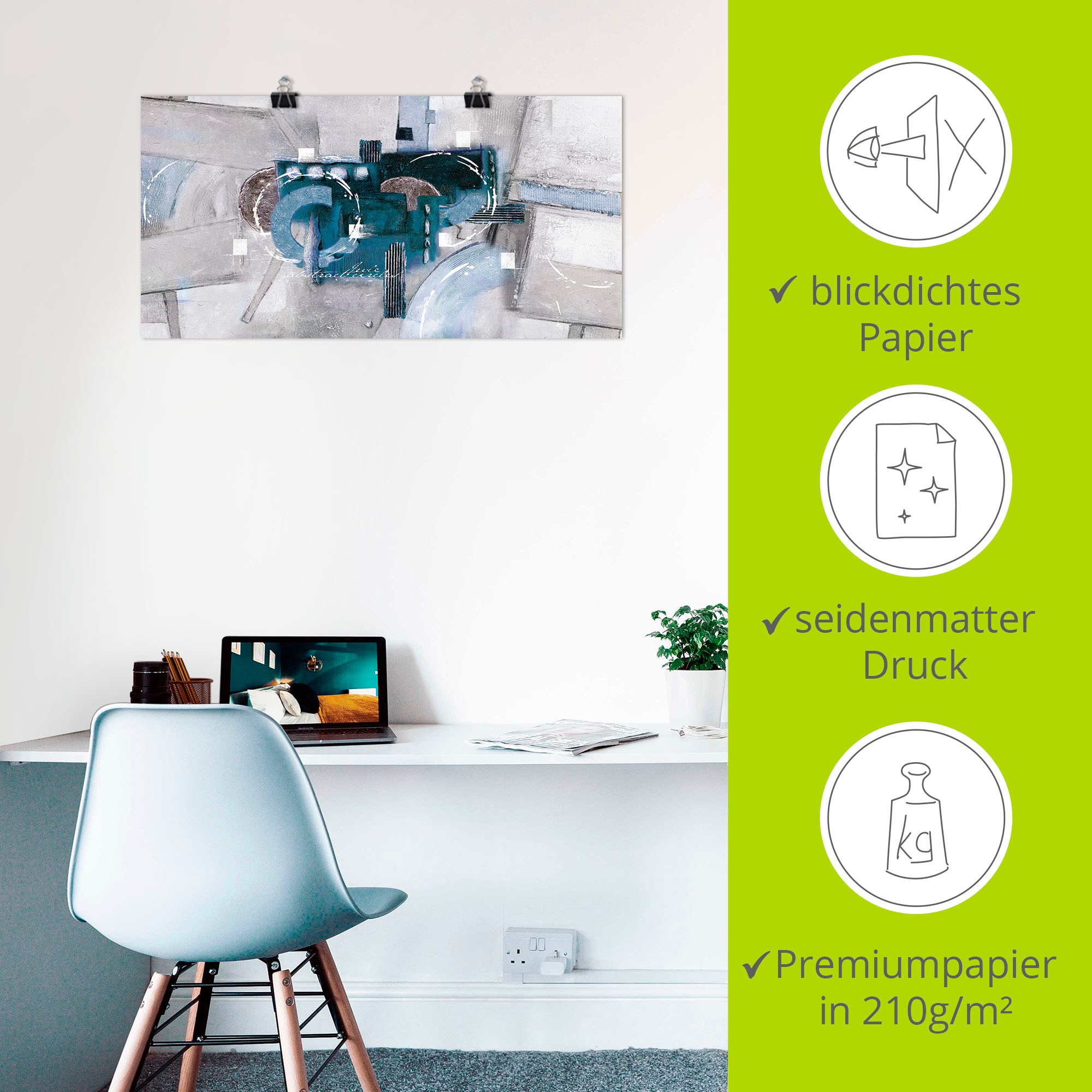 Artland Fresque murale »Abstrakte blaue Kreise« 1 cuis tlg. als Alubild, Leinwandbild, Poster in verschied. Grössen