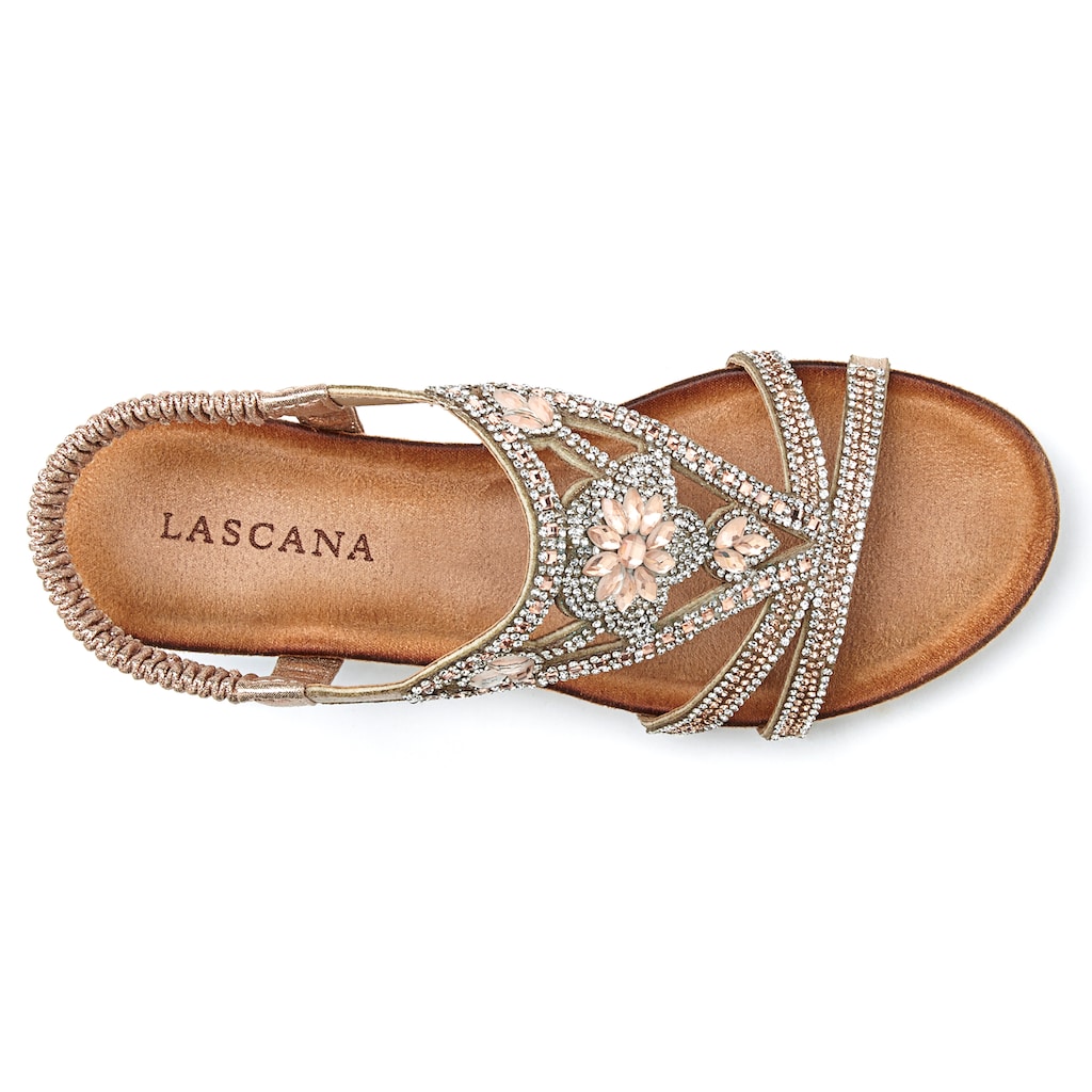 LASCANA Sandalette, mit Elastikriemen und dezentem Keilabsatz und elastischem Riemen