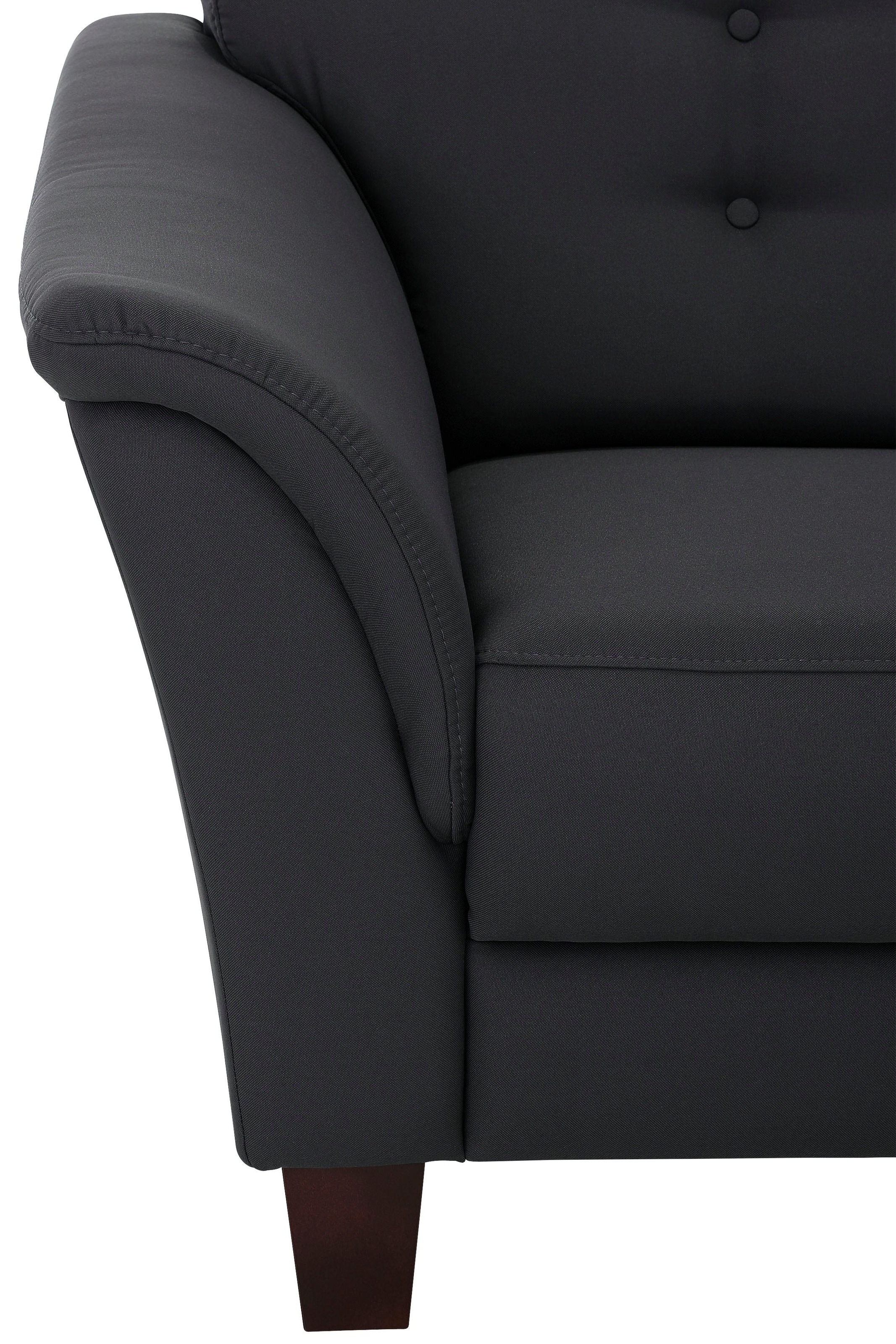 Home affaire Ecksofa »Trondheim L-Form« mit Federkern und Knopfheftung im Rücken, Füsse Buche dunkel