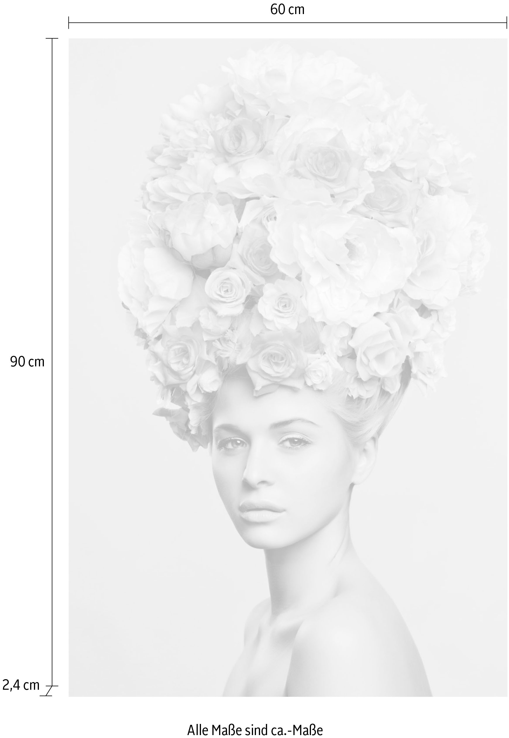 queence Tableau en verre acrylique »Frau mit Blumenhut« Fine Art-Print in Galeriequalität