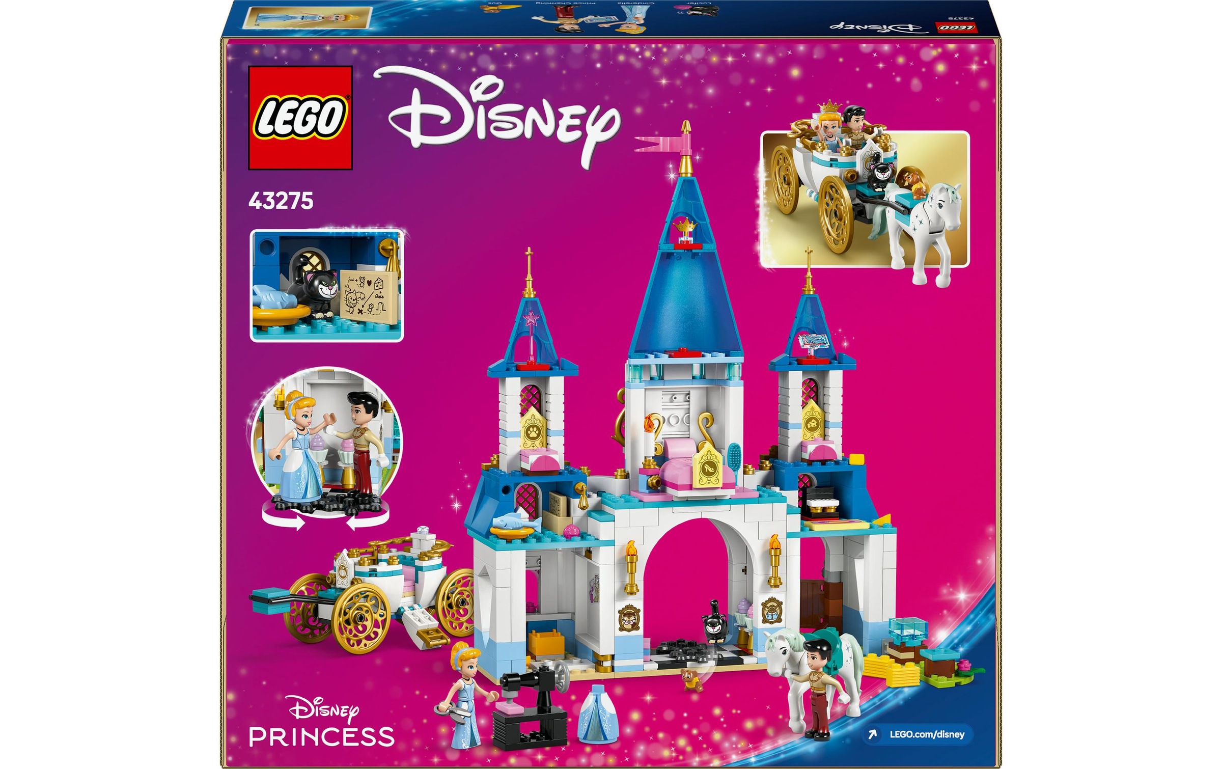 LEGO® Spielbausteine »Disney Princess Cinderellas Schloss und Pferdekutsche 43275«, (596 St.)