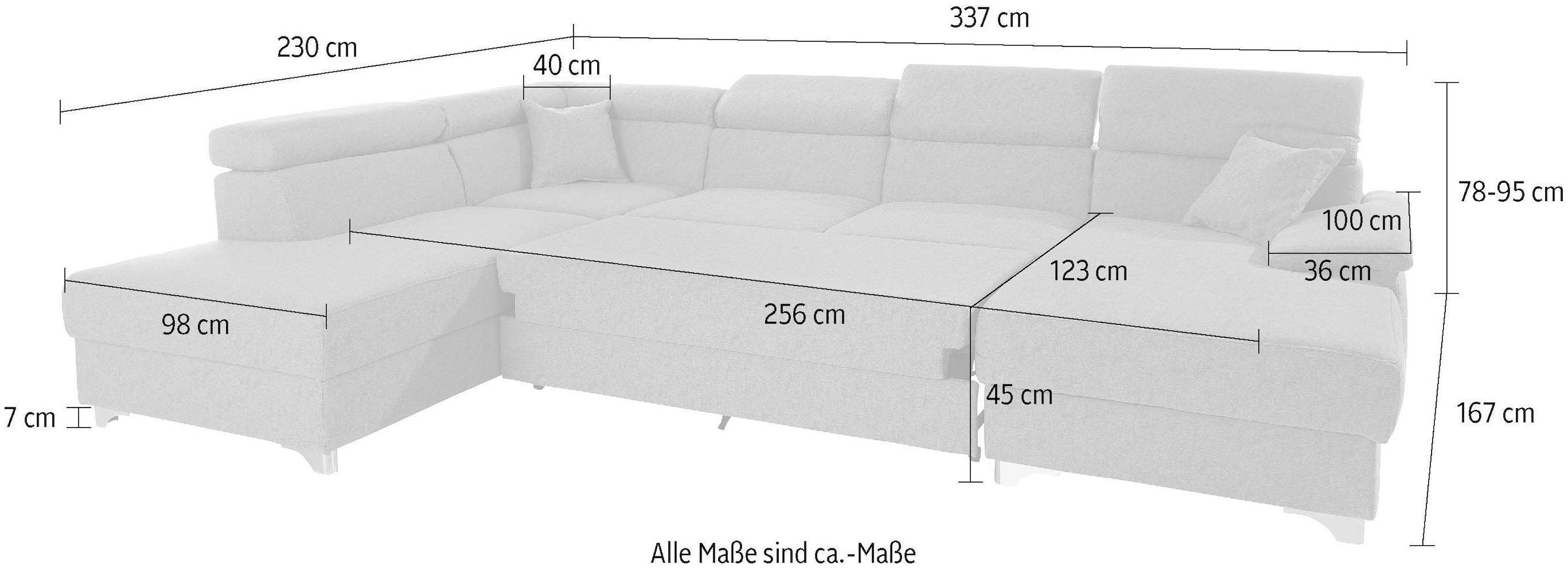 DOMO collection Wohnlandschaft »Mira U-Form«, wahlweise mit Bettfunktion und Bettkasten