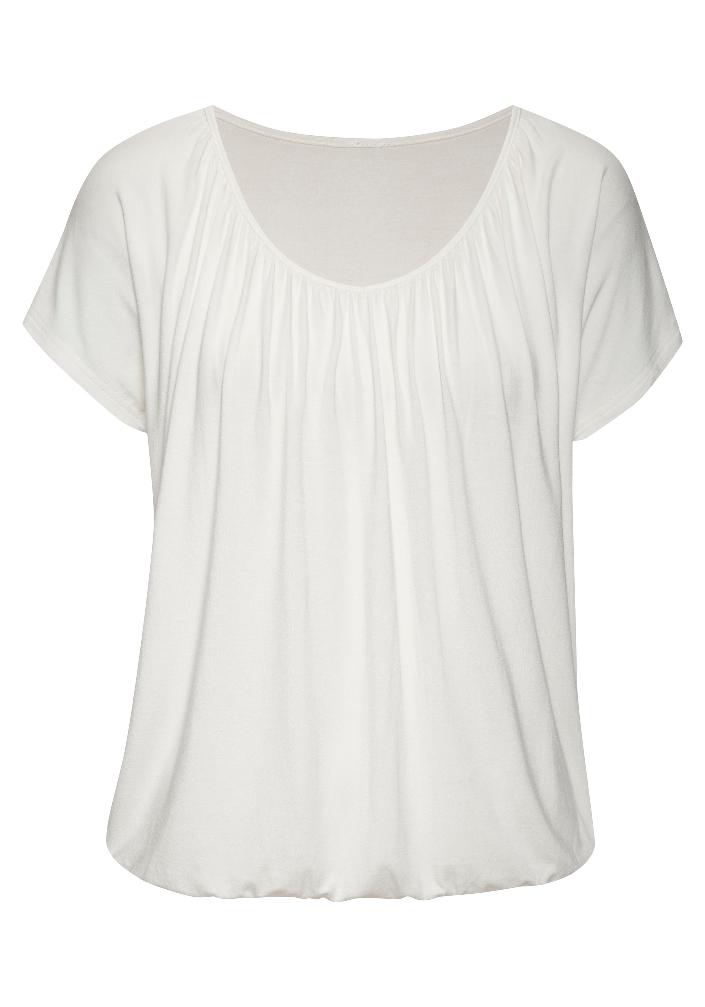 LASCANA Kurzarmshirt, (1 tlg.), mit Gummizug am Bund