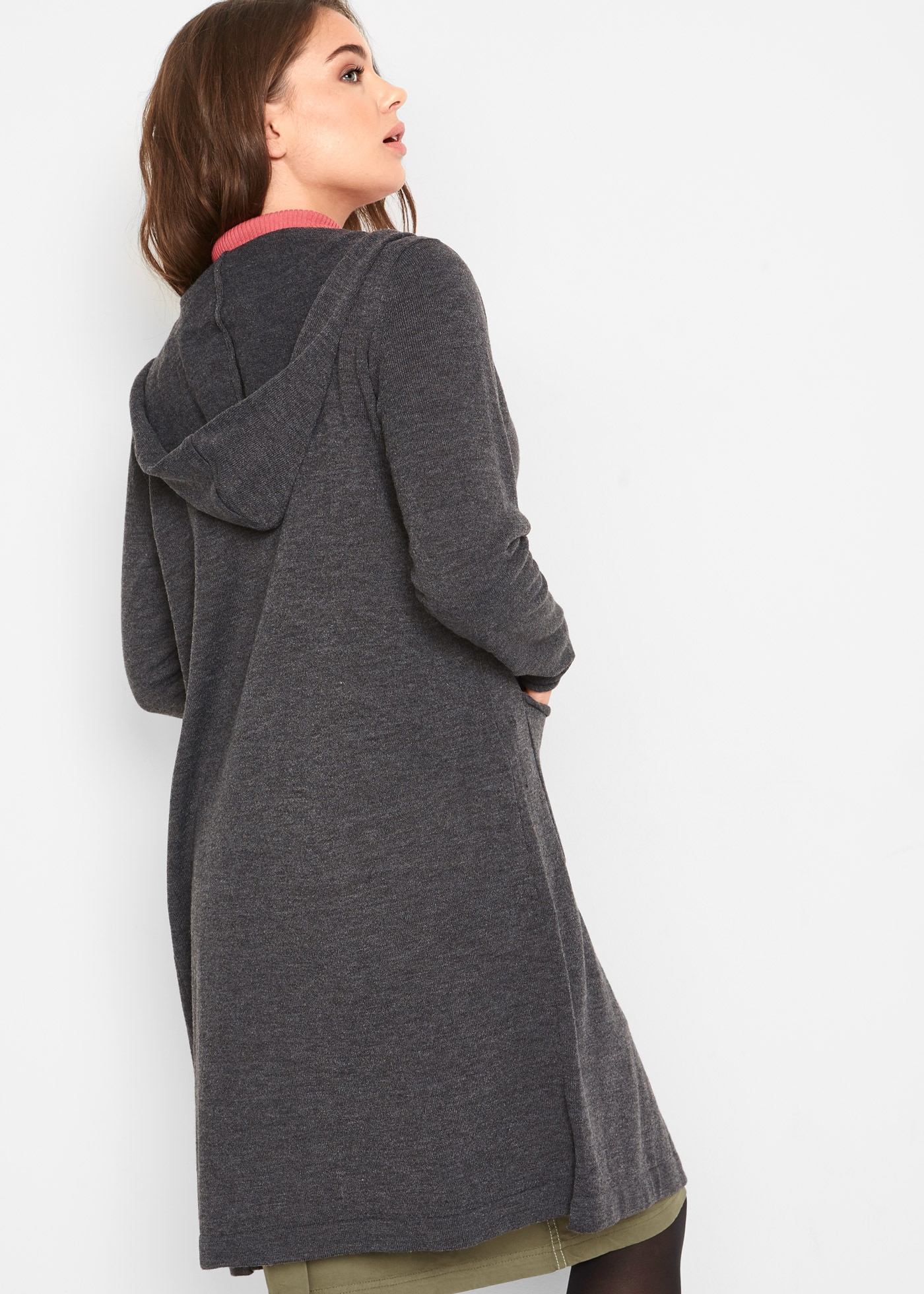 bonprix Cardigan long »Longstrickjacke mit Kapuze« Longstrickjacke mit Kapuze