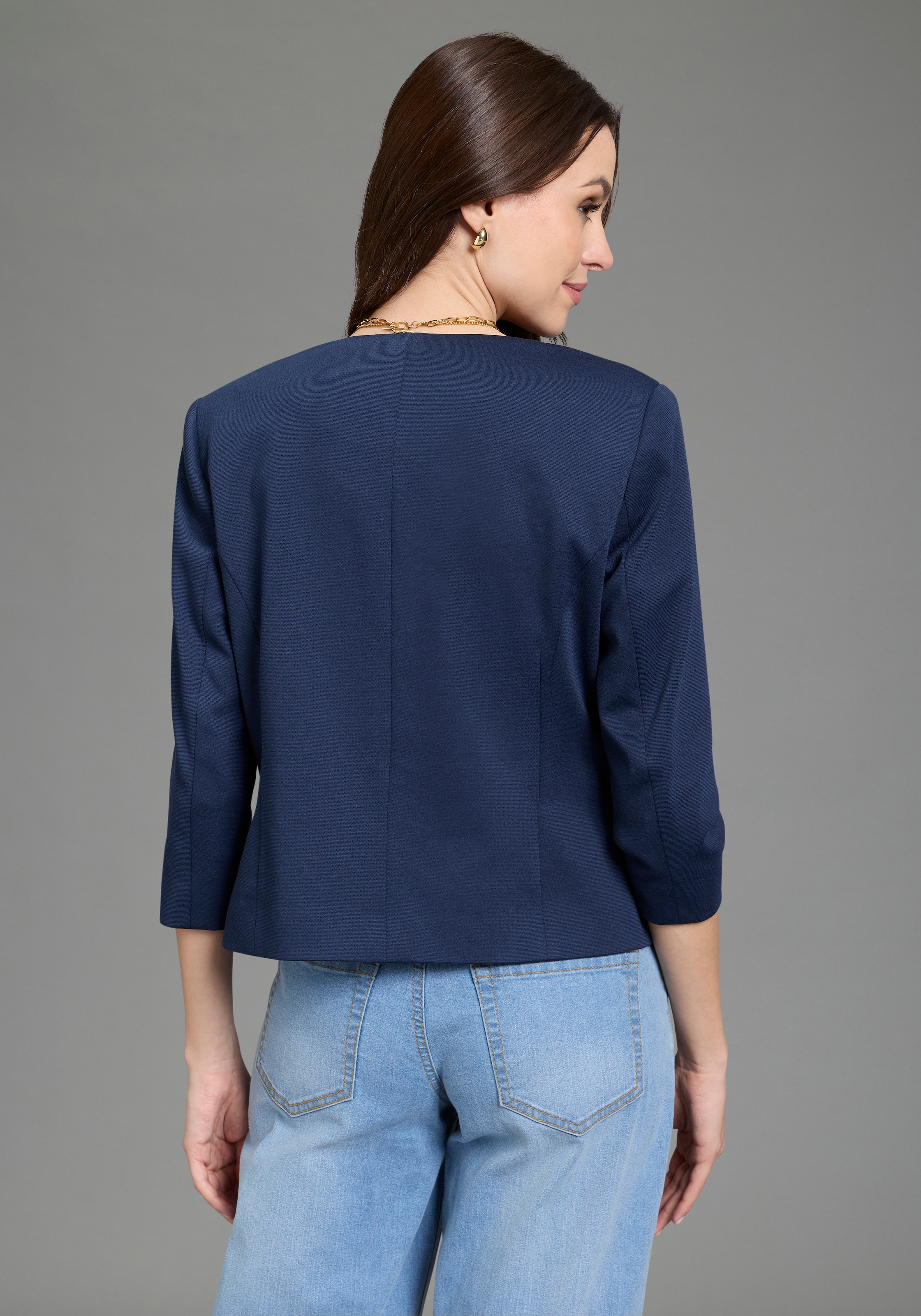 Laura Scott Blazer court aus elastischer Jerseyware, mit Hakenverschluss
