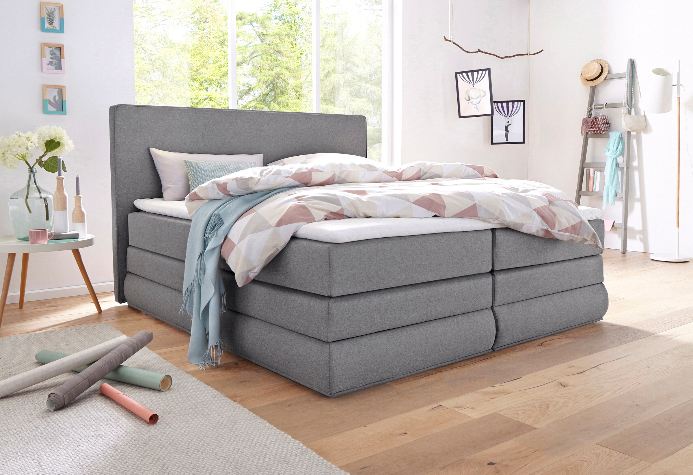 COLLECTION AB Boxspringbett »Ninoni«, inkl. Bettkasten, Topper und wahlweise mit LED-Beleuchtung, Liegefläche 180 x 200 cm