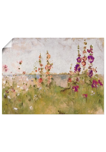 Wandbild »Stockrosen am Meer«, Blumen, (1 St.)