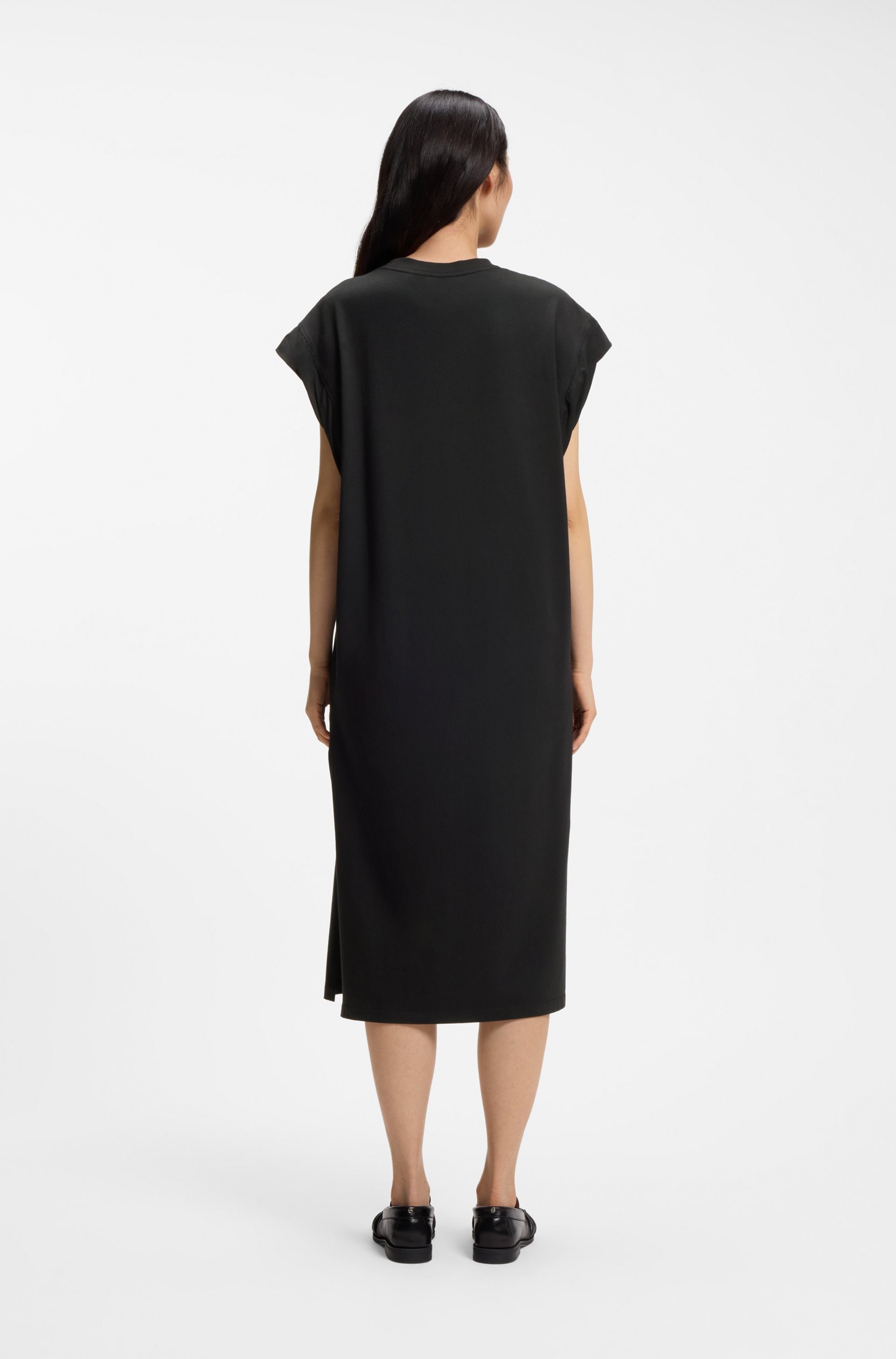 BOSS ORANGE Robe en jersey »Edress Premium Damenmode« mit Schlitzen, Logoschriftzug