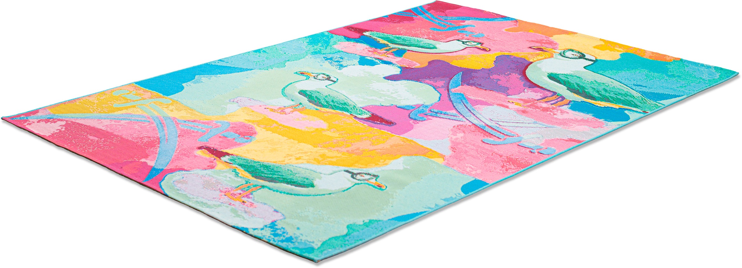 Image of Sansibar Teppich »Rantum Beach SA-022«, rechteckig, 5 mm Höhe, Flachgewebe, modernes Design, Motiv Möven, In- & Outdoor geeignet, Wohnzimmer bei Ackermann Versand Schweiz