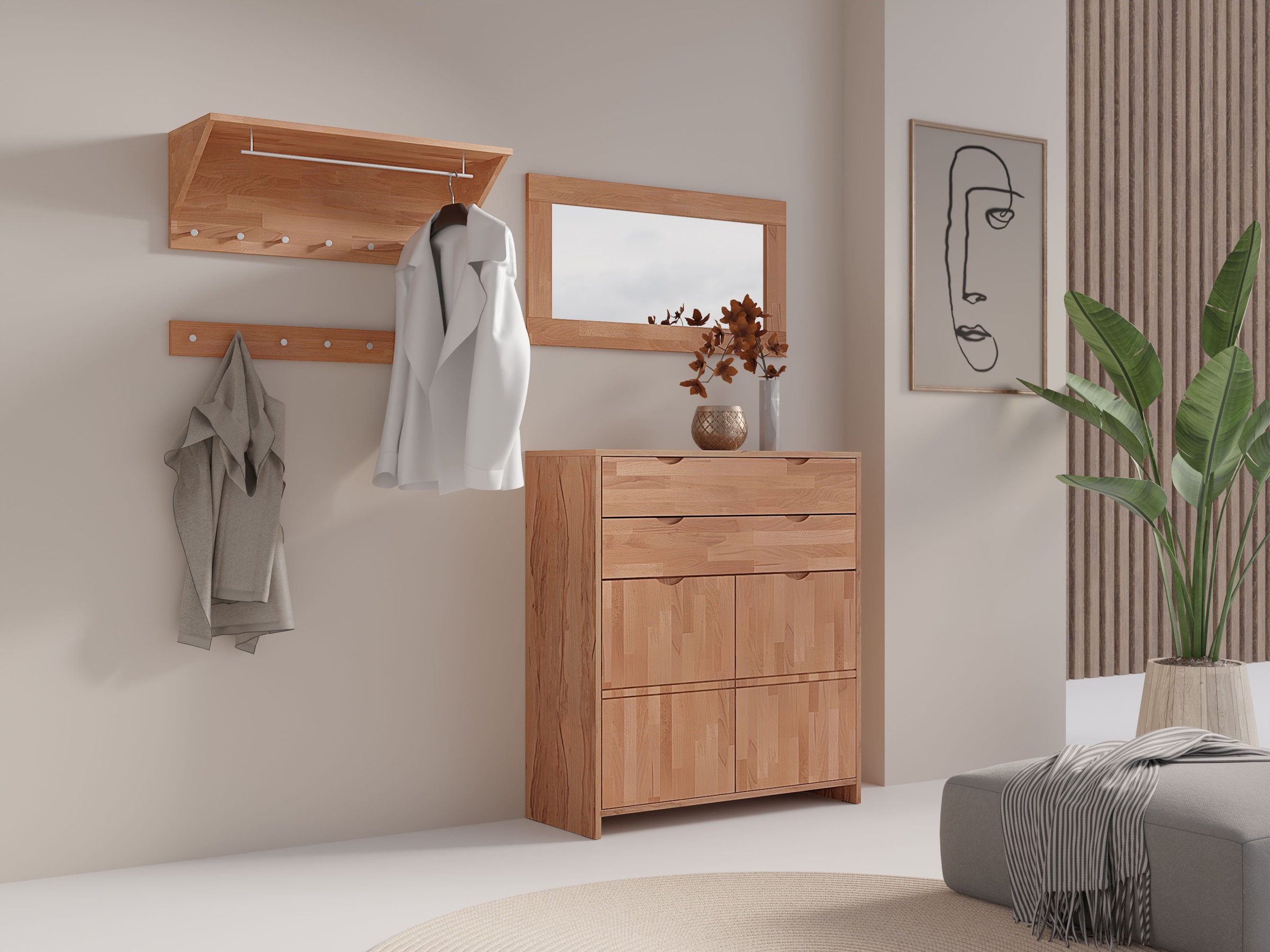 GOODproduct Buffet haut »Maximus: 3 geräumige Fächer, 2 Softclose Schubladen,Hochwertig,Zeitlos« B/T/H: 96/38/107cm, Massivzholz Fronten&Oberdeckel, Korpus aus Melamin