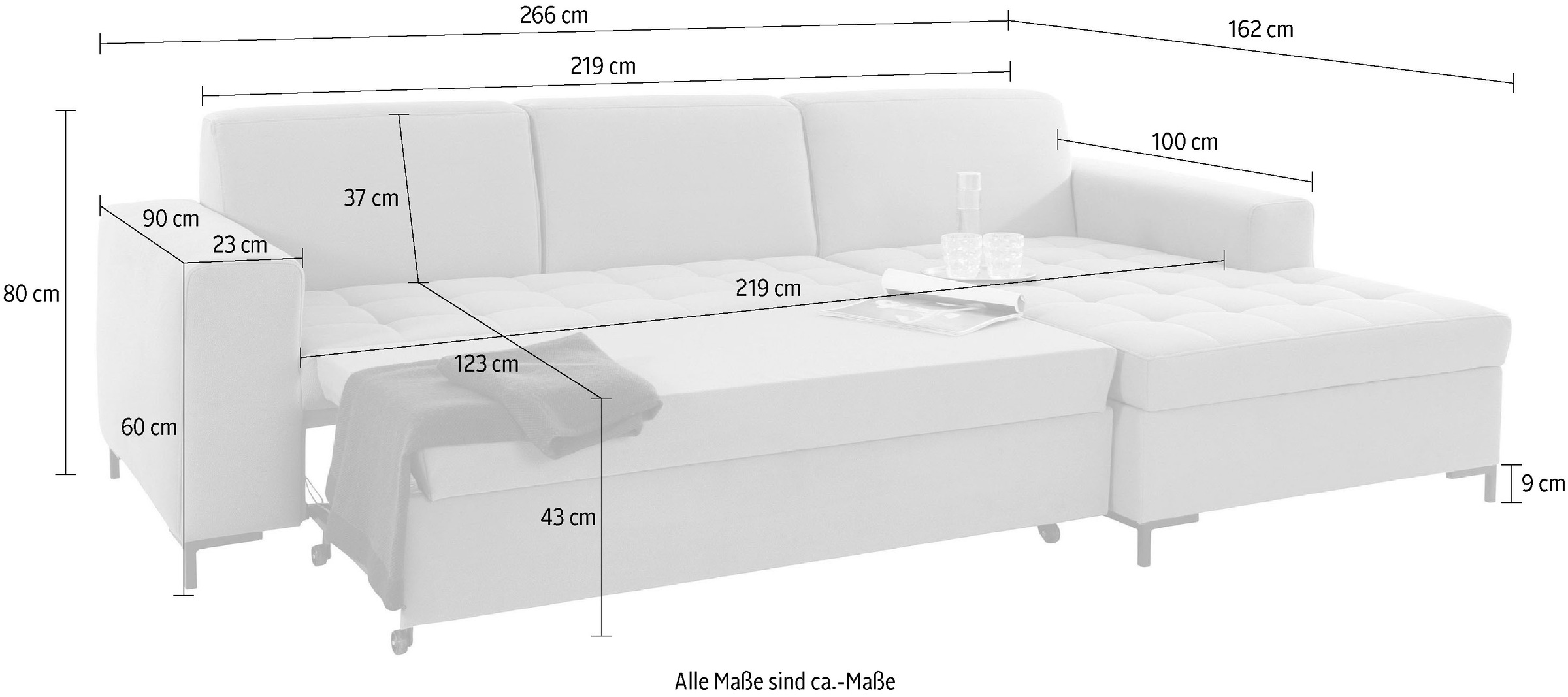 GOODproduct Ecksofa »Grazzo, zeitlos & elegant, moderne Sitzheftung, Breite 266cm, L-Form«, hochwertige Stoffe aus recyceltem Material, Steppung im Sitzbereich