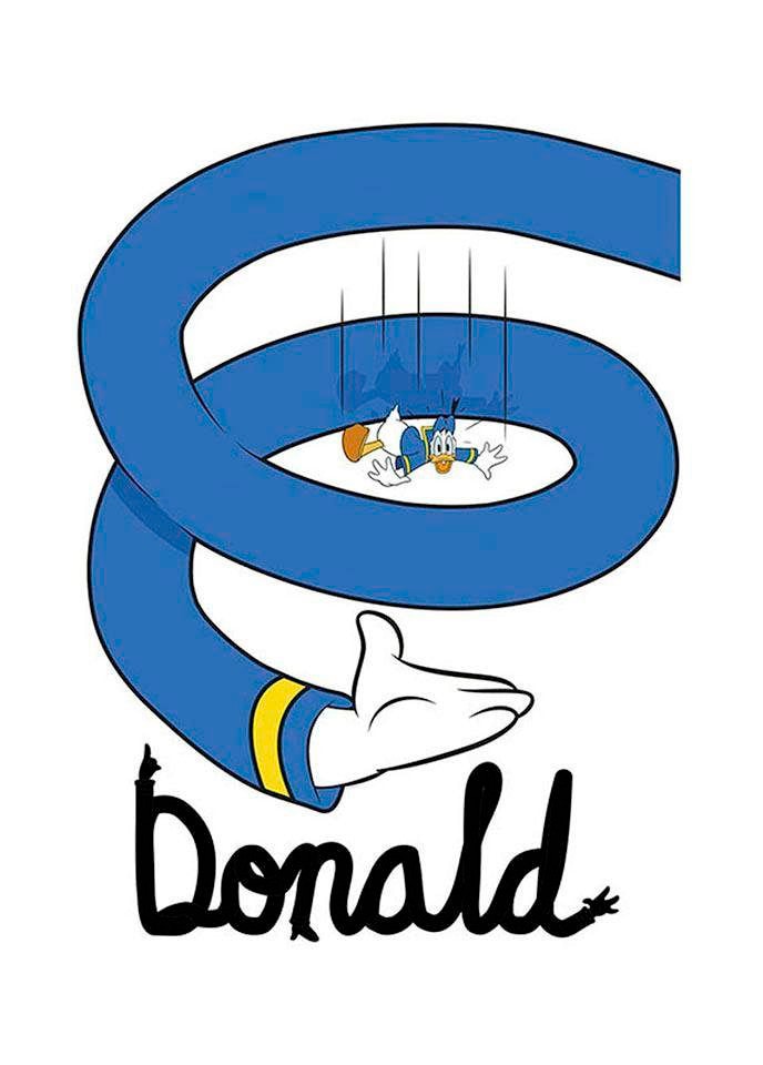 Image of Komar Bild "Donald Duck Spiral" Disney 1 Stk. tlg. Wandbild zur Dekoration im Kinderzimmer - ohne Rahmen