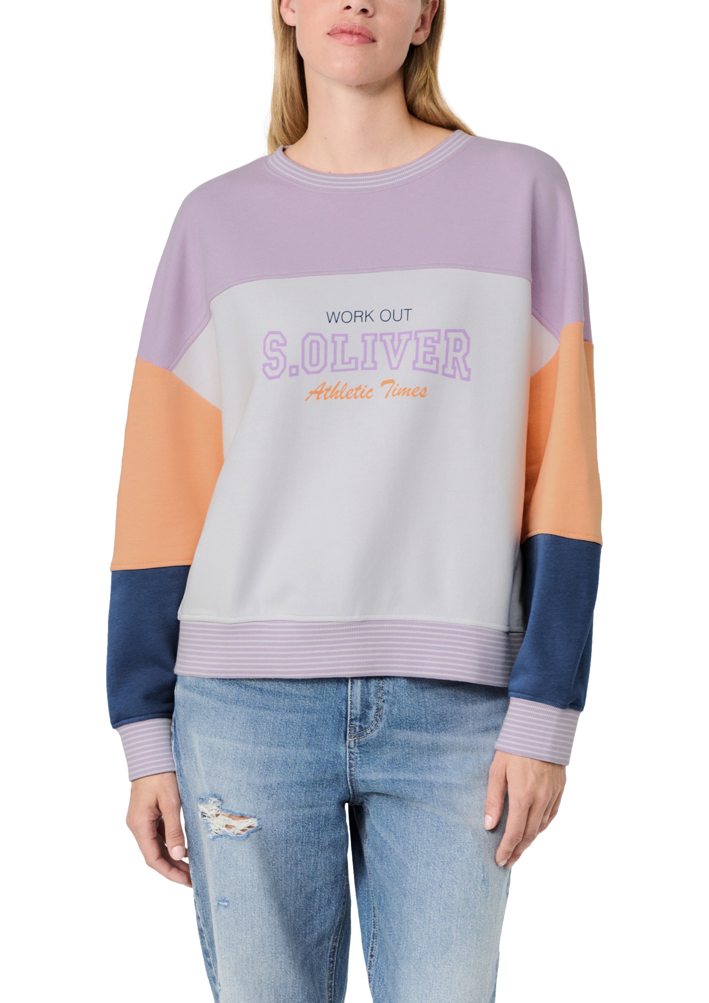 Image of s.Oliver Sweater "s.Oliver X Heidi Klum Sweatshirt Color Block", im Colorblocking-Look und mit Logoprint