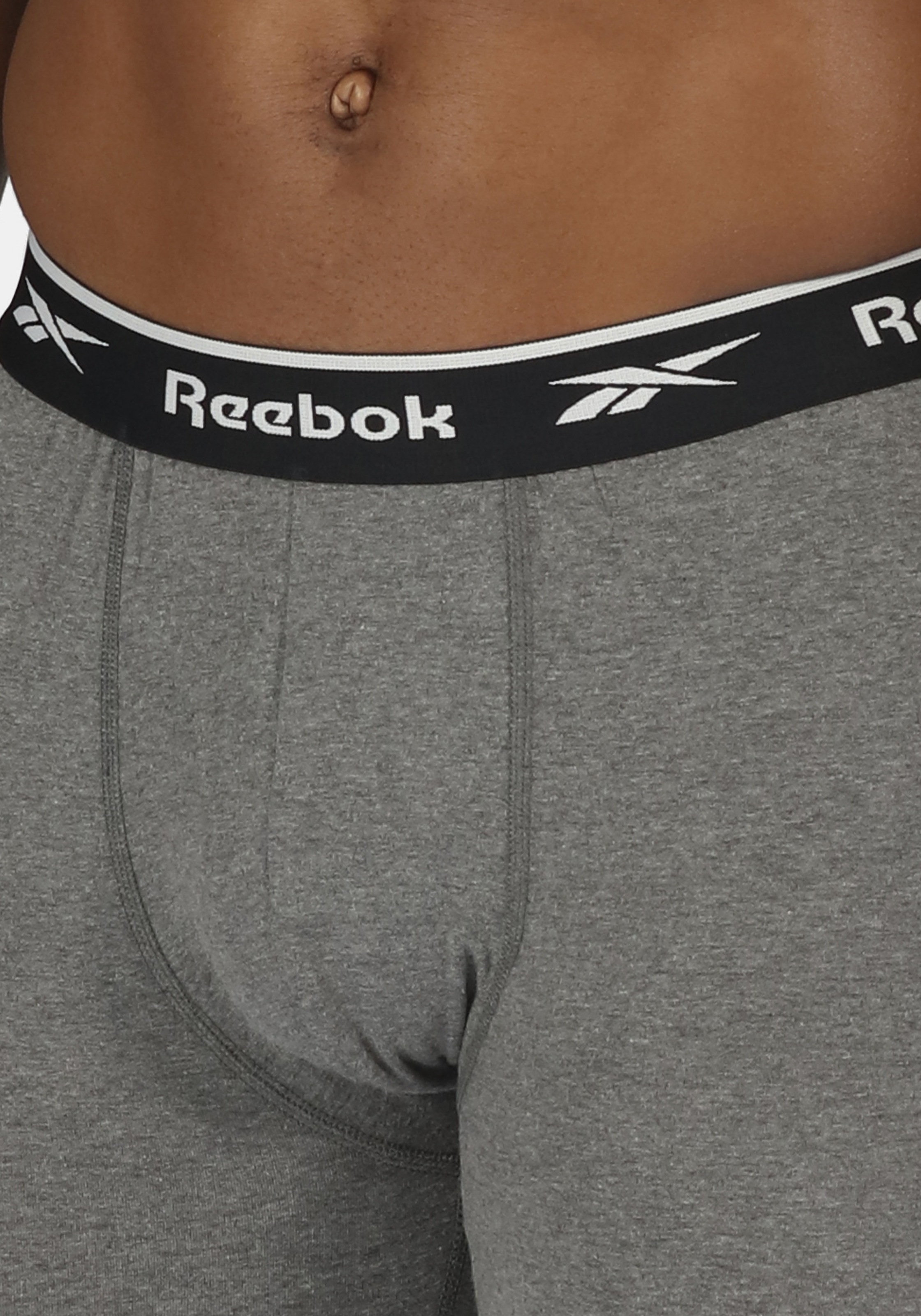 Reebok Caleçon long »JOHNY« basic, lang, atmungsaktiv, mit Logo, breiter Bund, Baumwollmix