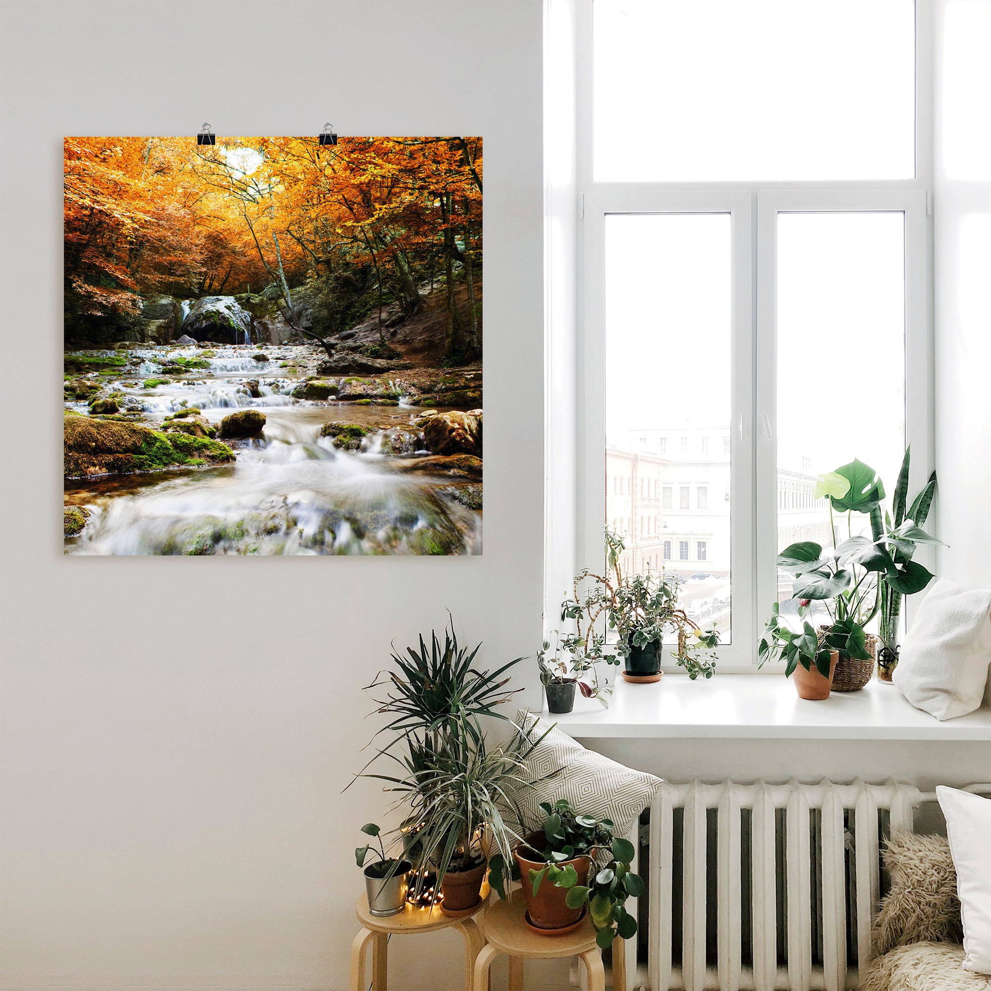 Artland Wandbild »Herbstlicher Wasserfall«, Gewässer, (1 St.), als Poster, Wandaufkleber in verschied. Grössen