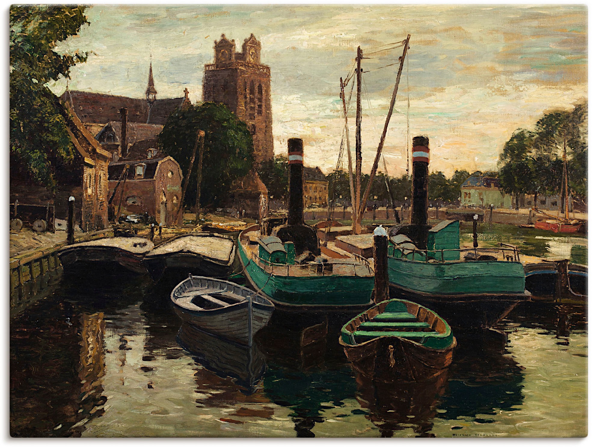 Image of Artland Wandbild »Abend in Dordrecht. 1902-1910«, Boote & Schiffe, (1 St.), in vielen Grössen & Produktarten -Leinwandbild, Poster, Wandaufkleber / Wandtattoo auch für Badezimmer geeignet bei Ackermann Versand Schweiz