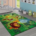 Paco Home Kinderteppich »Diamond 638«, rechteckig, 18 mm Höhe, 3D-Design, Motiv Dschungel Tiere, Kinderzimmer