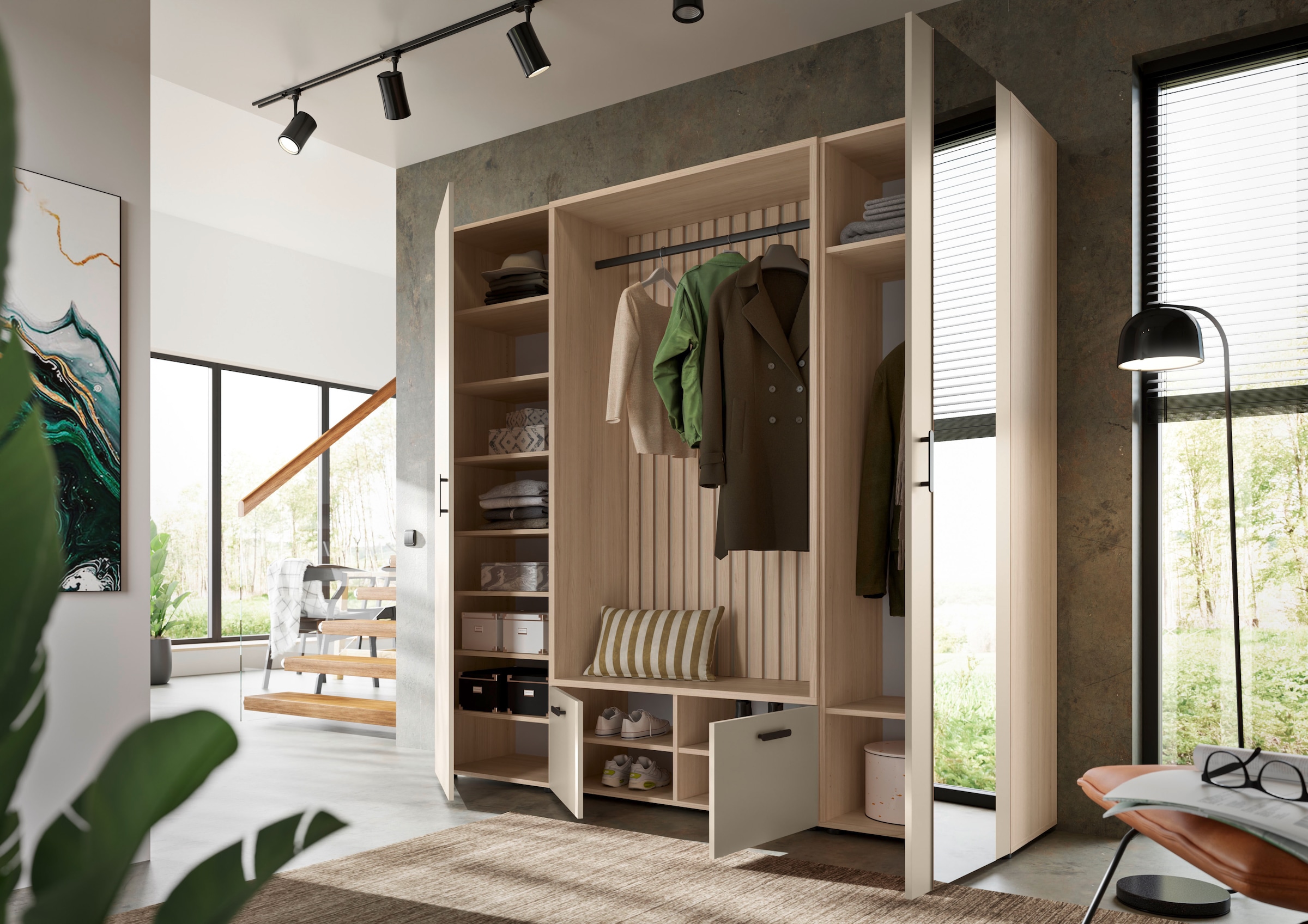 HBZ Ensemble de vestiaires »Hannover Kompaktgarderobe B/H/T 210x200x45 cm« 4 cuis tlg.