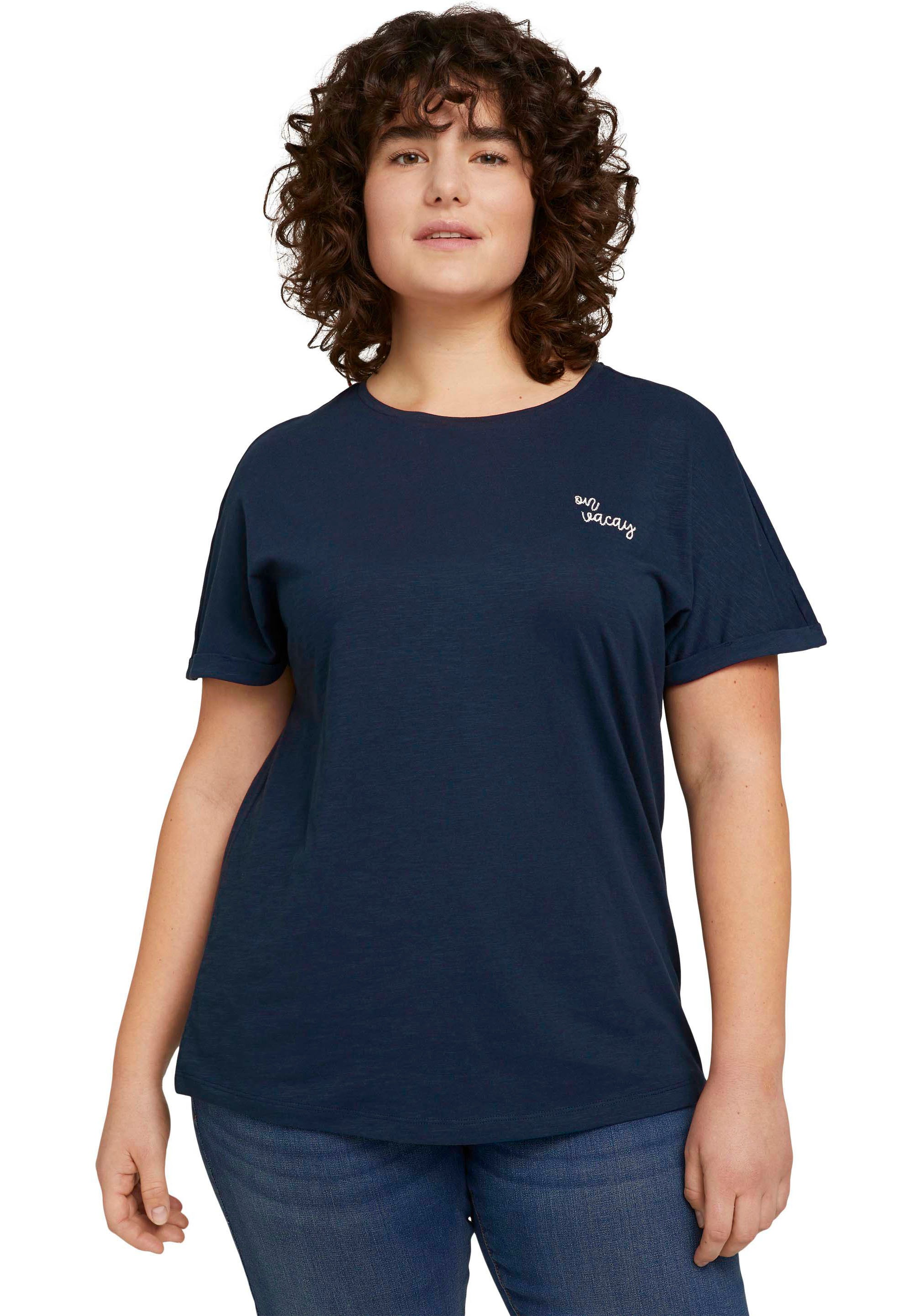 Image of TOM TAILOR PLUS T-Shirt, mit kleiner Stickerei bei Ackermann Versand Schweiz