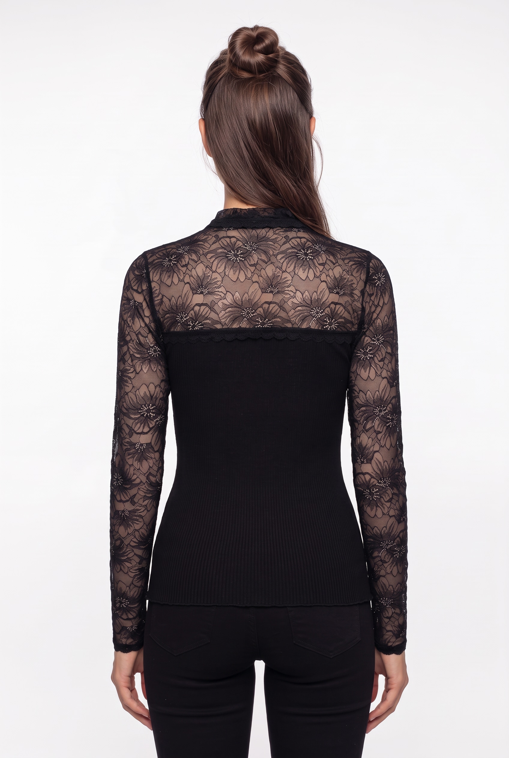 rosemunde T-shirt à manches longues »Beatha lace shirt« Manches longues, col polo avec boutons, en dentelle, mélange de soie