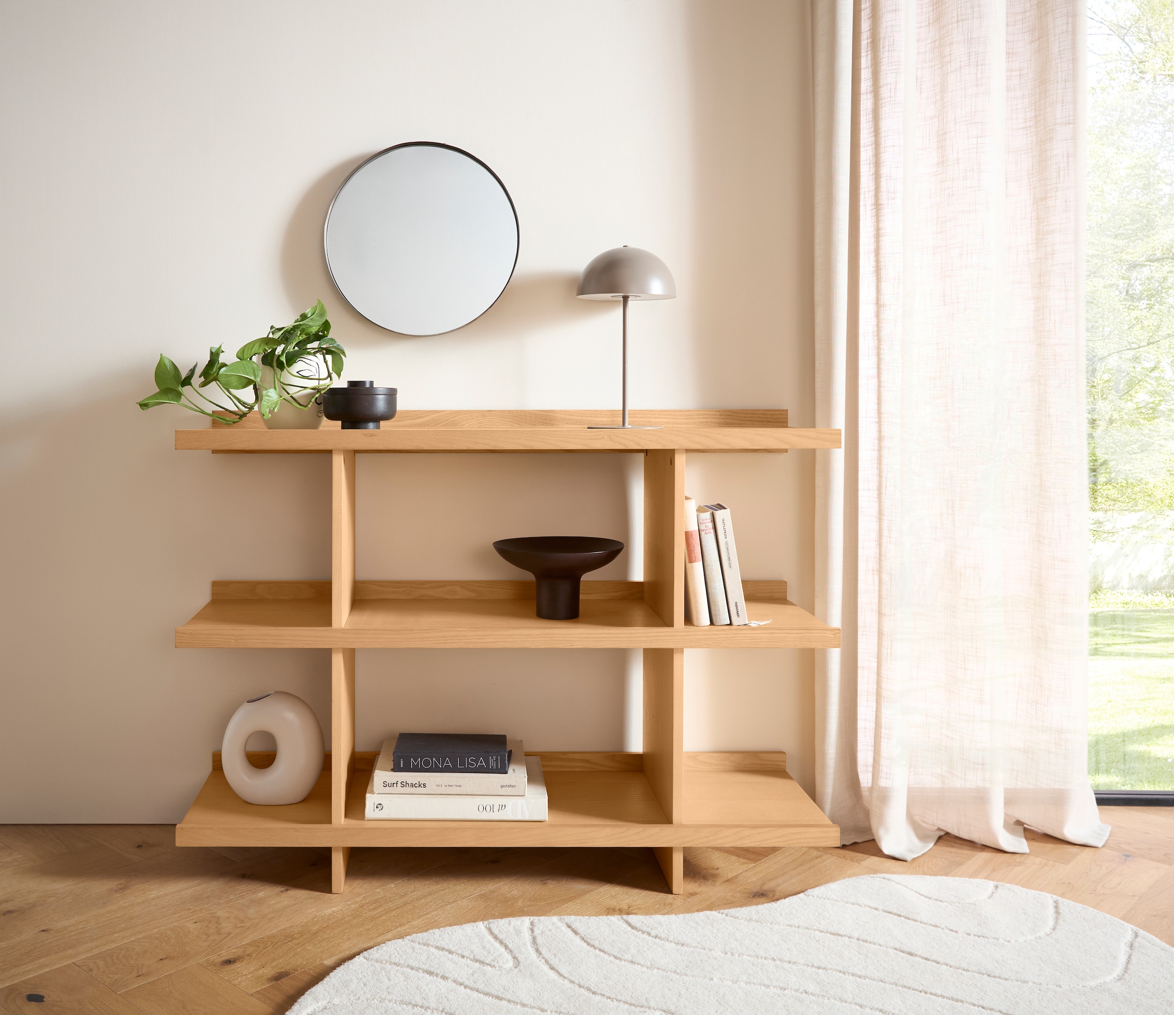 LeGer Home by Lena Gercke Ablageregal »Clavira« massives Eschenholz, stabil, luftige Optik, Breite 120 cm