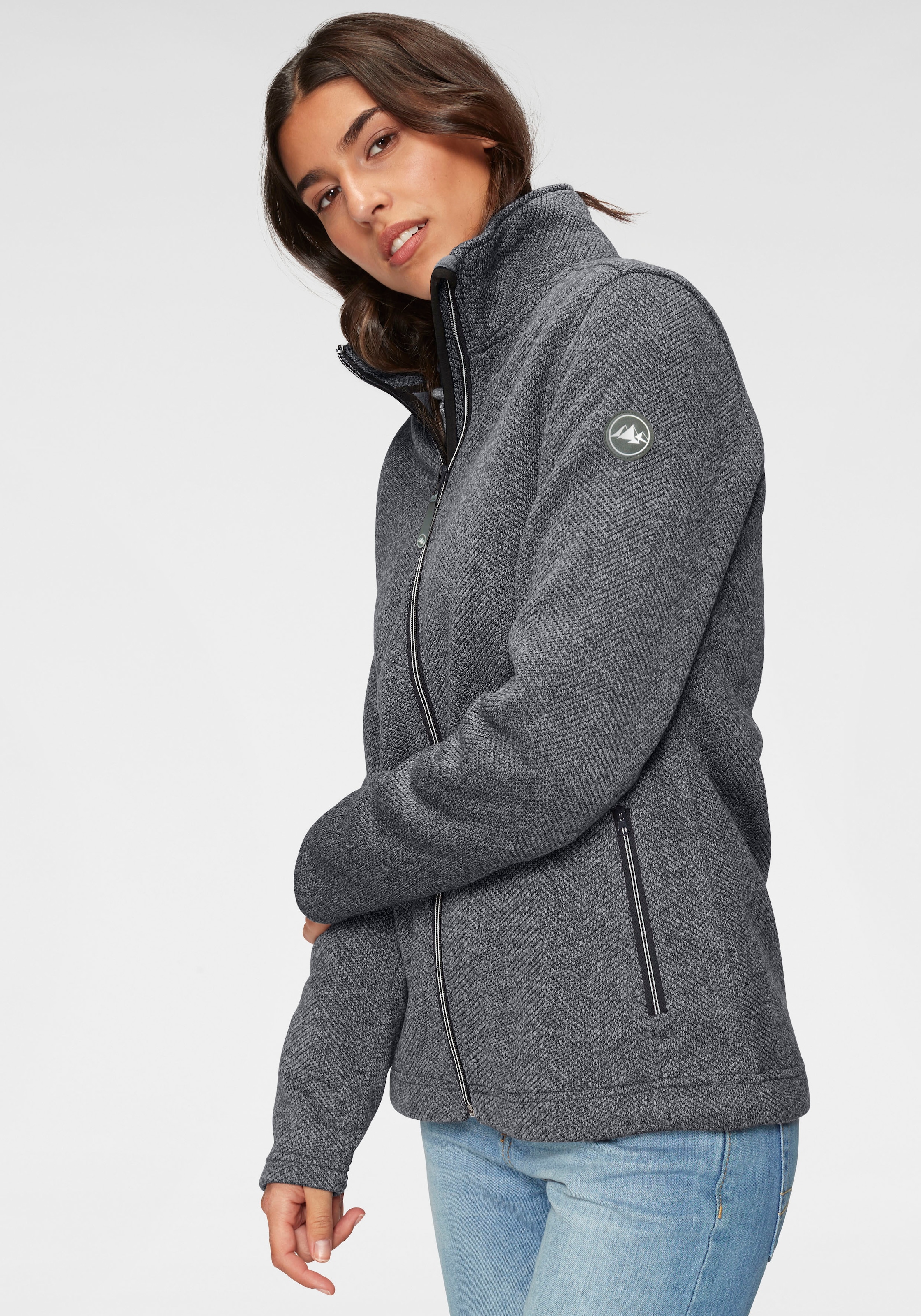 Image of Polarino Strickfleecejacke ohne Kapuze für den Herbst, aus wärmendem Material, sportlicher Stil