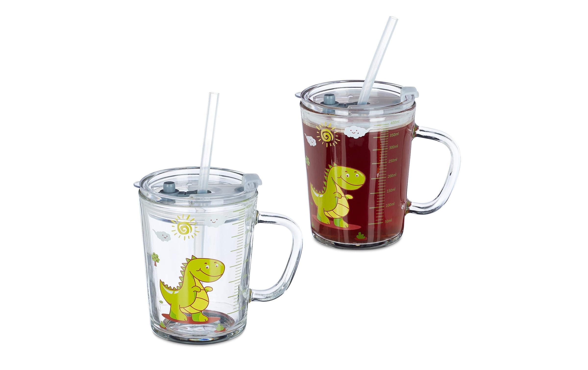 relaxdays Kinderbecher »Dino 400 ml 2er Set, Glas«