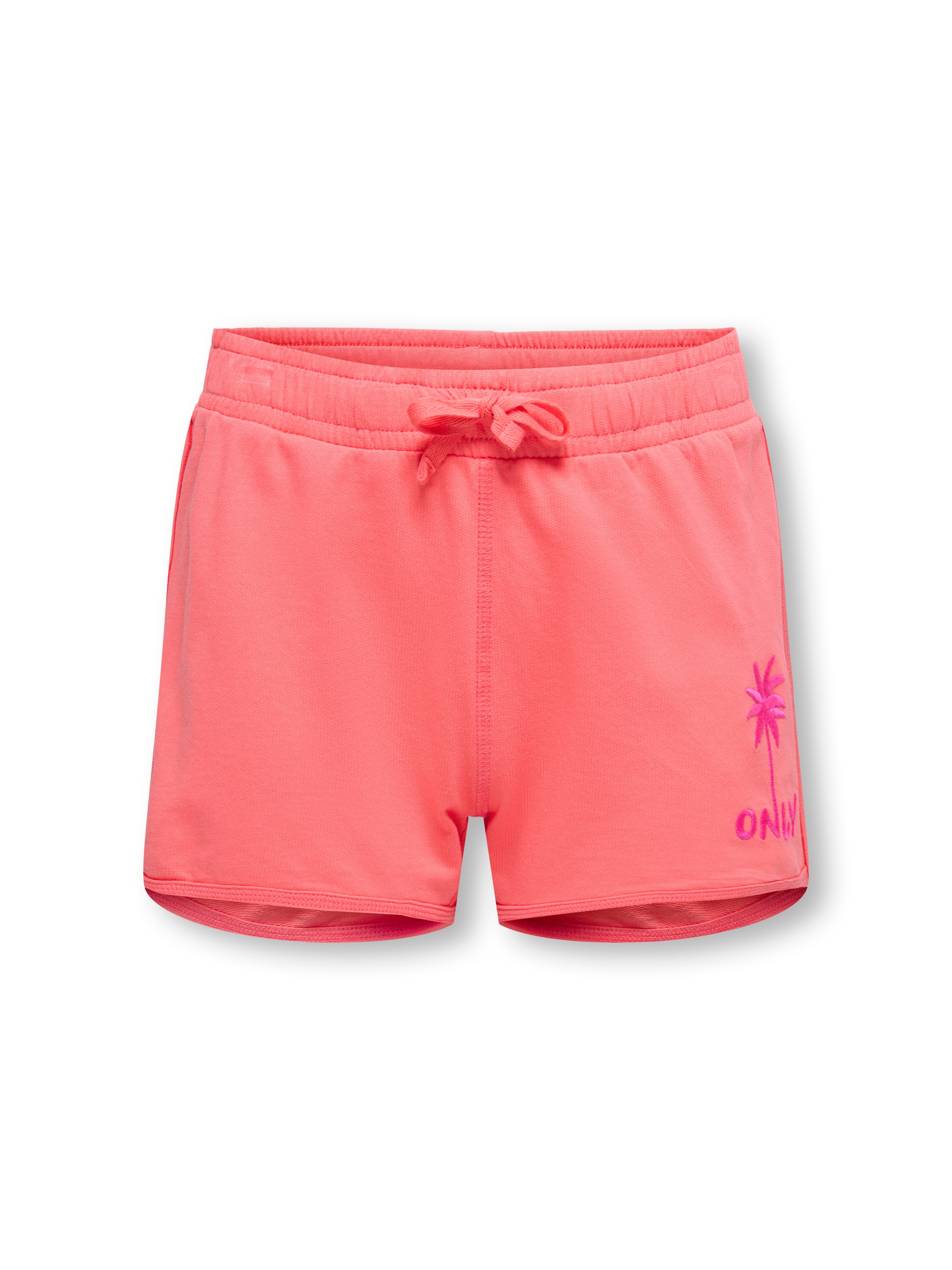 Image of KIDS ONLY Sweatshorts "KOGAMANDA LIFE STRING SHORTS UB FR SWT" mit kleinem Motiv am linken Bein