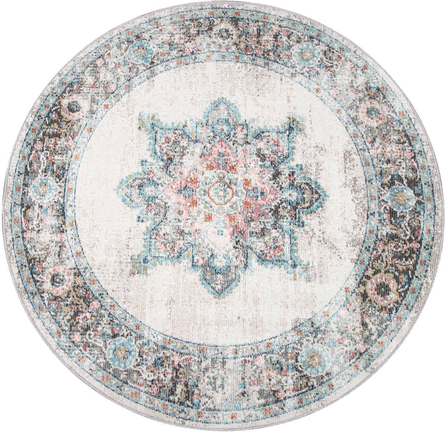 Image of Paco Home Teppich »Torres 275«, rund, 4 mm Höhe, Kurzflor, Orient-Optik, Vintage Design, In- und Outdoor geeignet, Wohnzimmer bei Ackermann Versand Schweiz