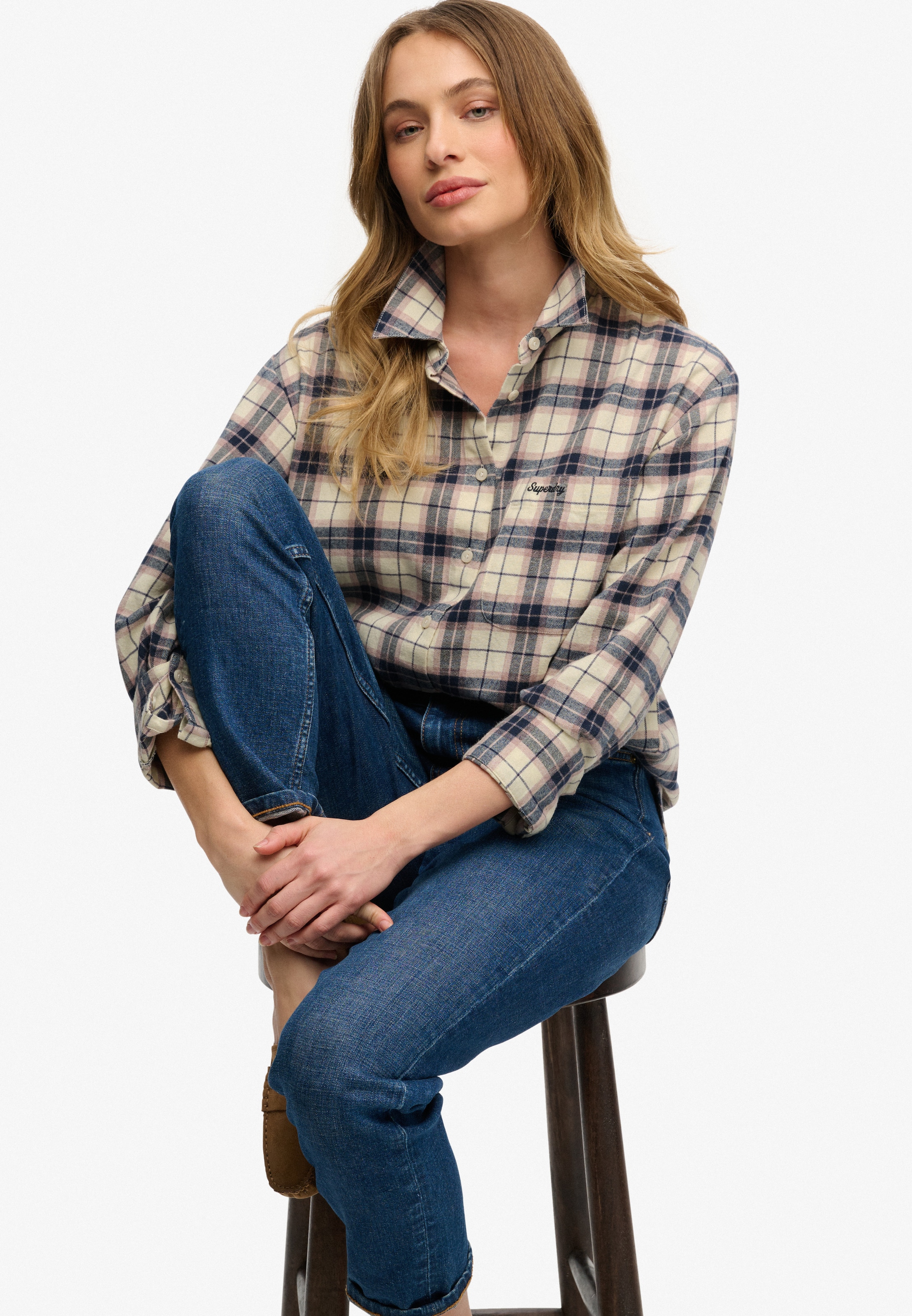 Superdry Karobluse »CHECK FLANNEL RELAXED SHIRT« Baumwolle, relaxed fit, aus weichem Flanell